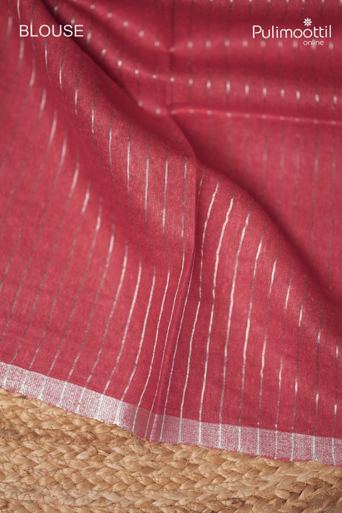 Brick Red colour Jute Silk Saree