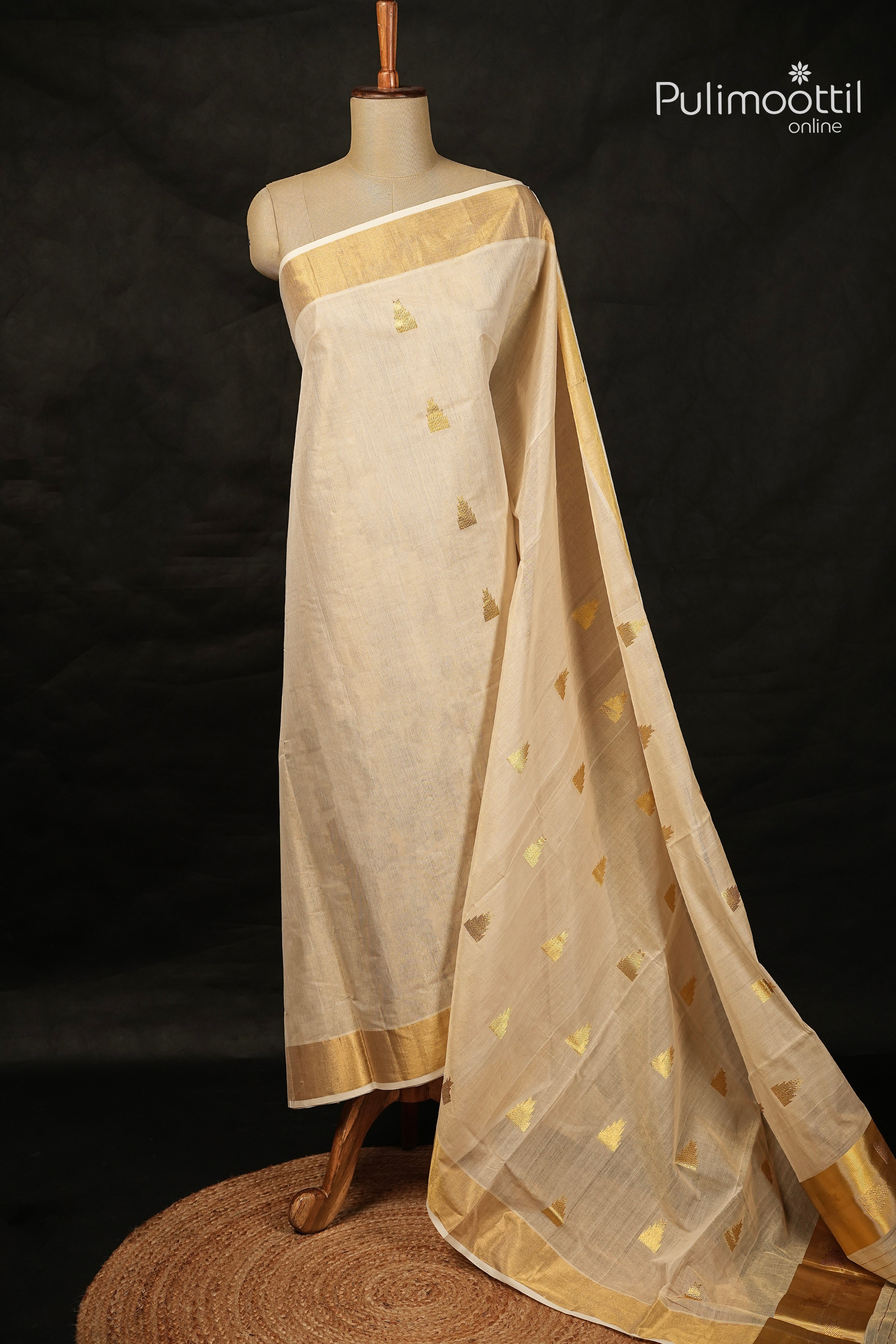 Kerala Traditional Golden Tissue Handloom Set Saree
