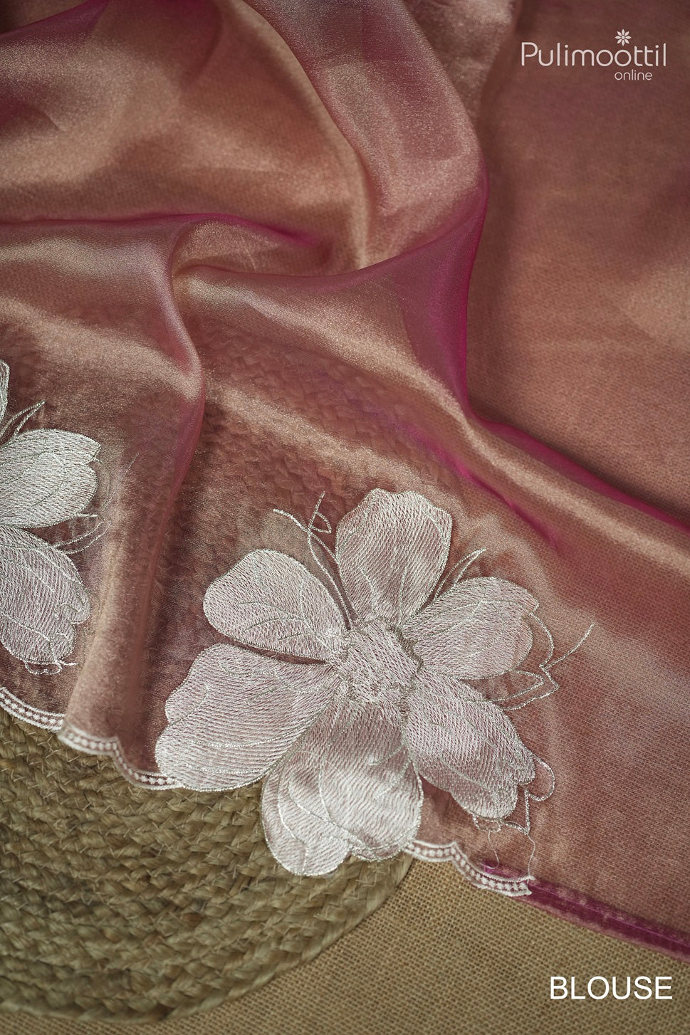 Pink Colour Shimmer Organza Saree