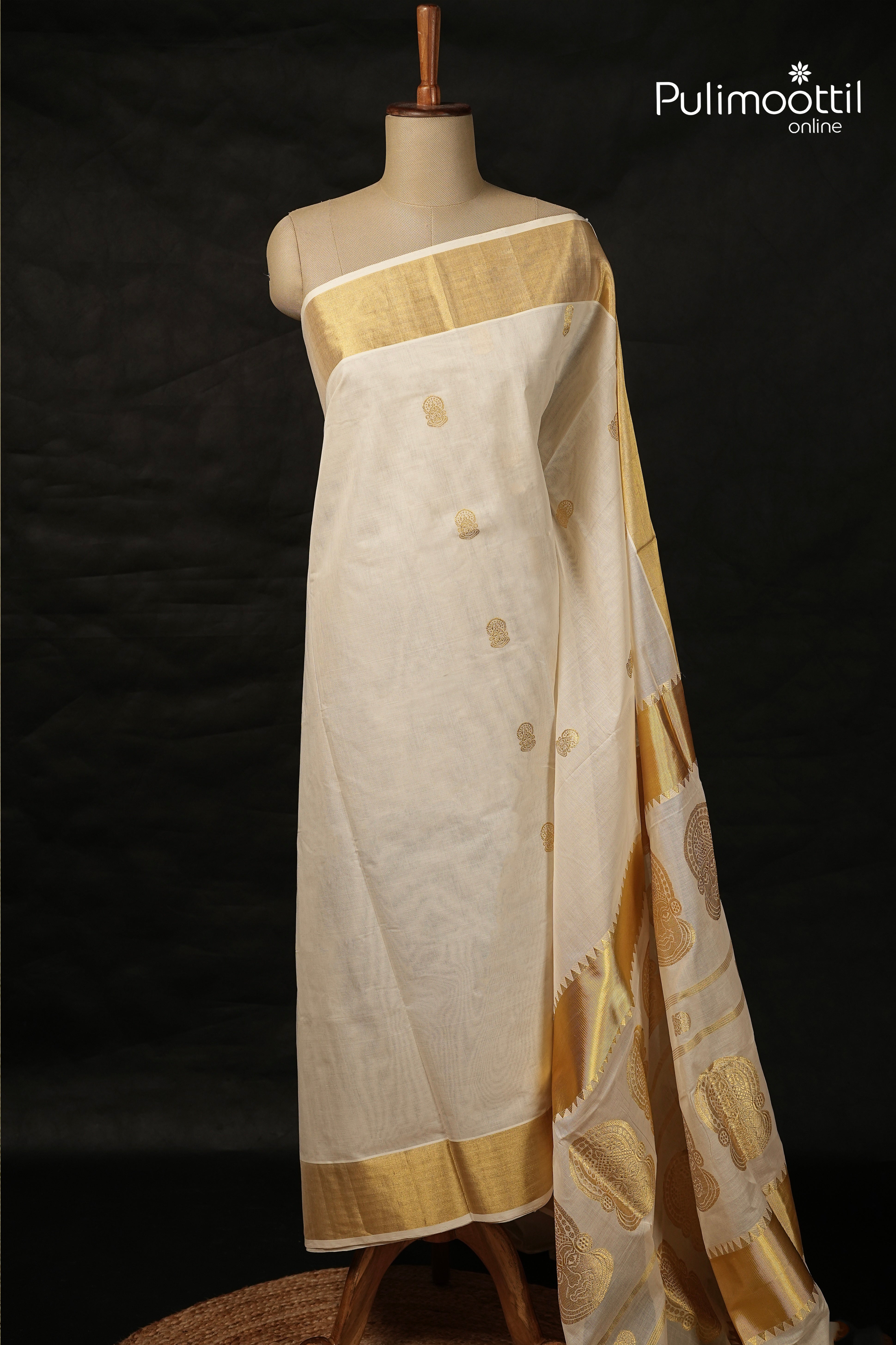 OffWhite Colour Kerala Traditional Handloom Set Saree