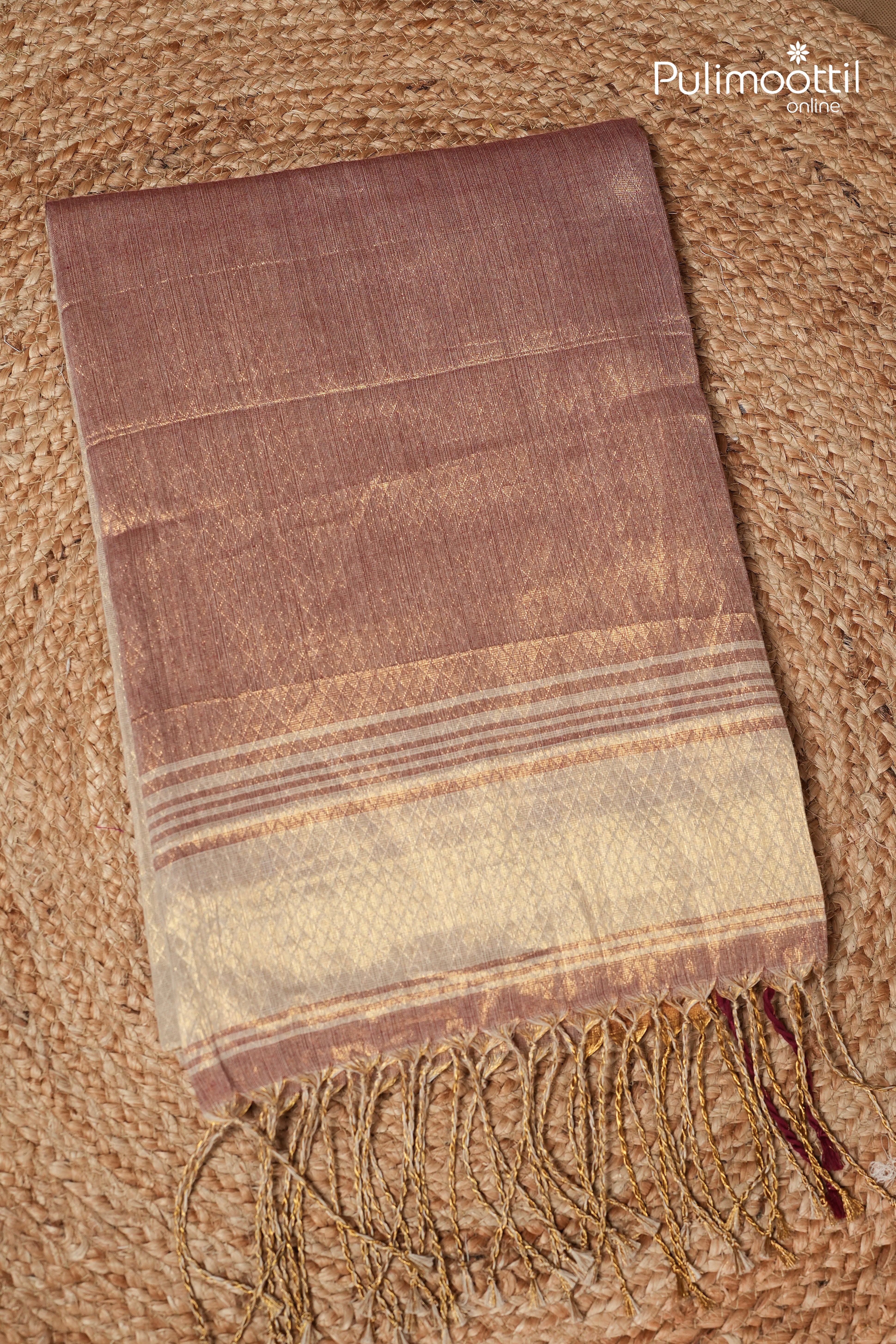 Golden Tissue Mul Cotton Saree
