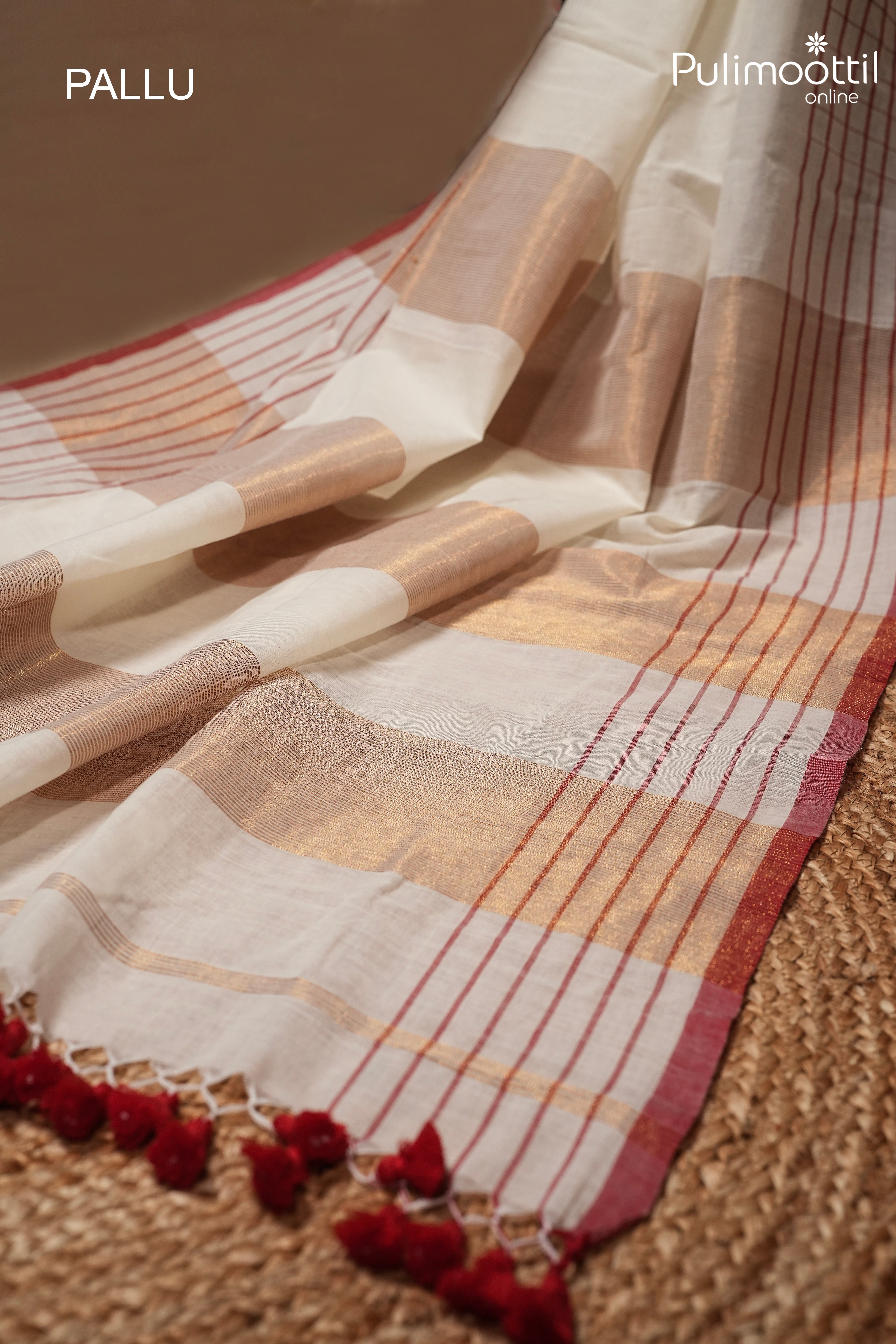 Cream Colour Mul Cotton Saree
