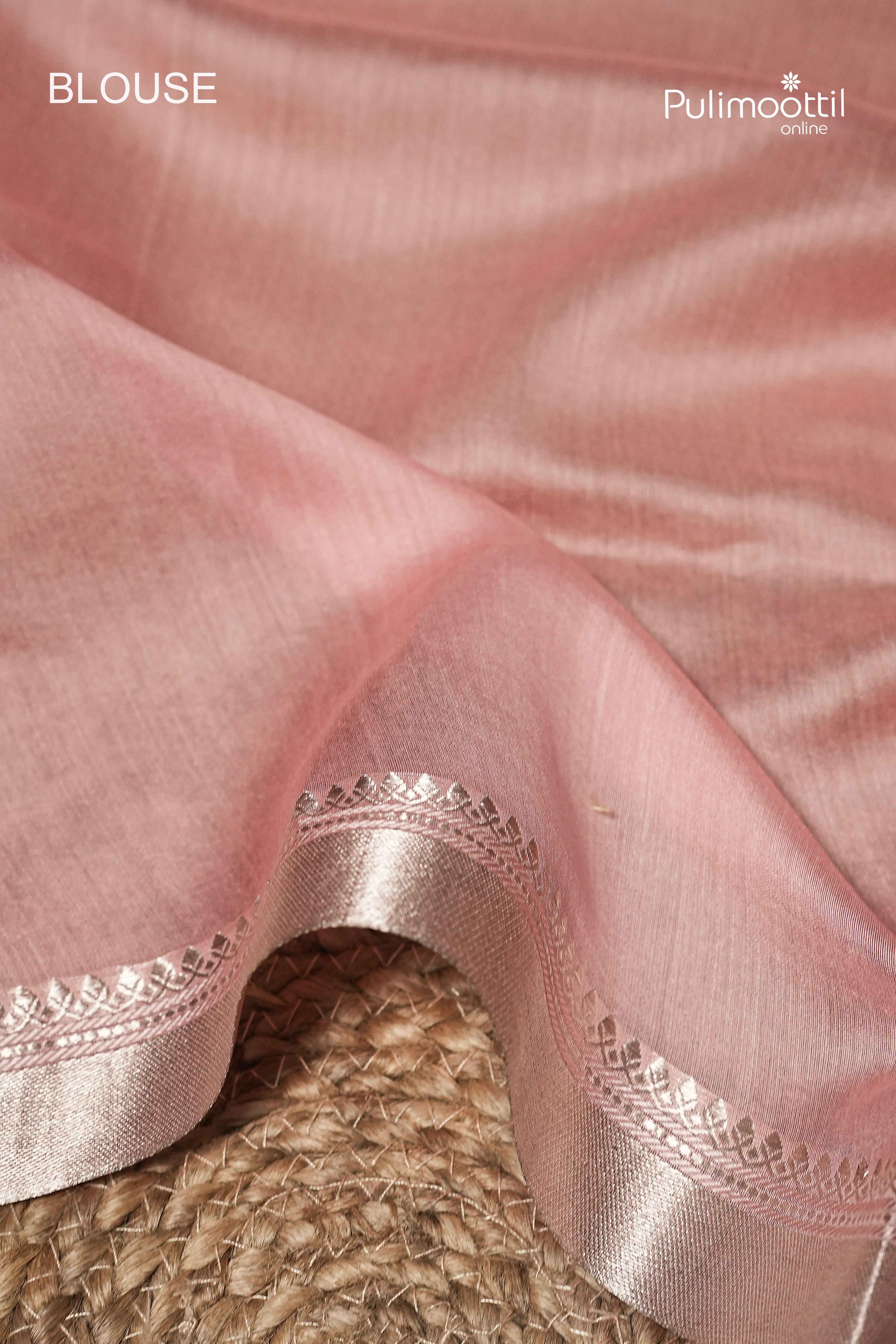 Light Peach Colour Semi Chanderi Saree