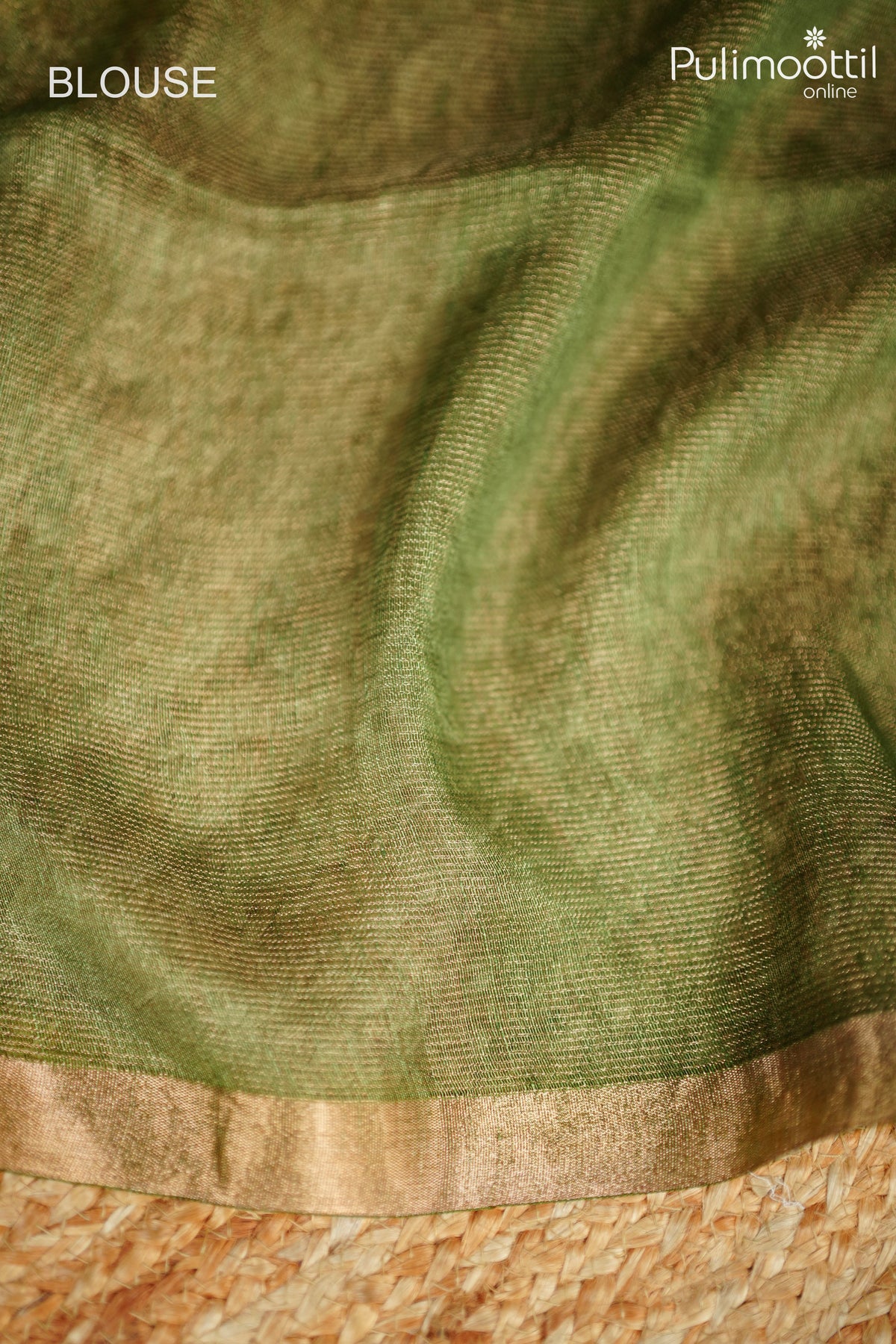 Olive Green Colour Linen Saree