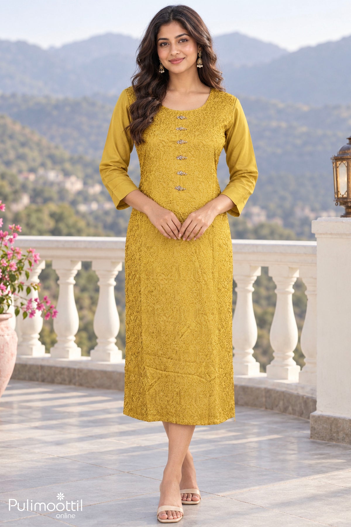 Olive Green Color Slitted Kurthi