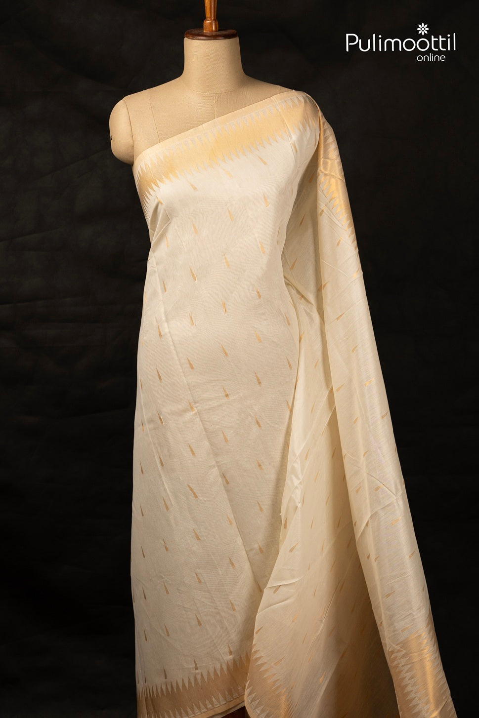 Offwhite Colour Semi Chanderi Traditional Saree