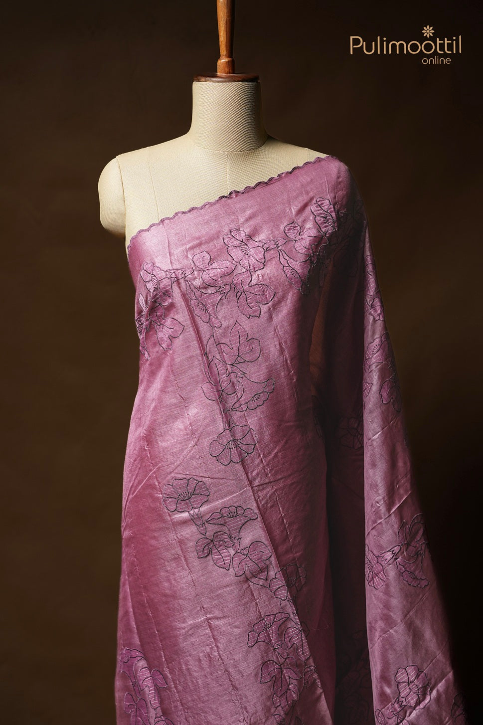 Dusty Pink Colour Tussar Silk Saree