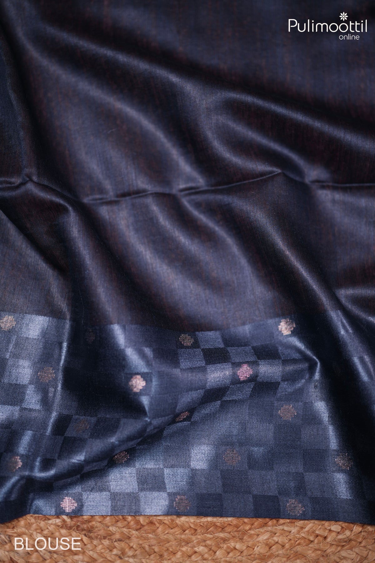 Dark Blue Colour Tussar Silk Saree
