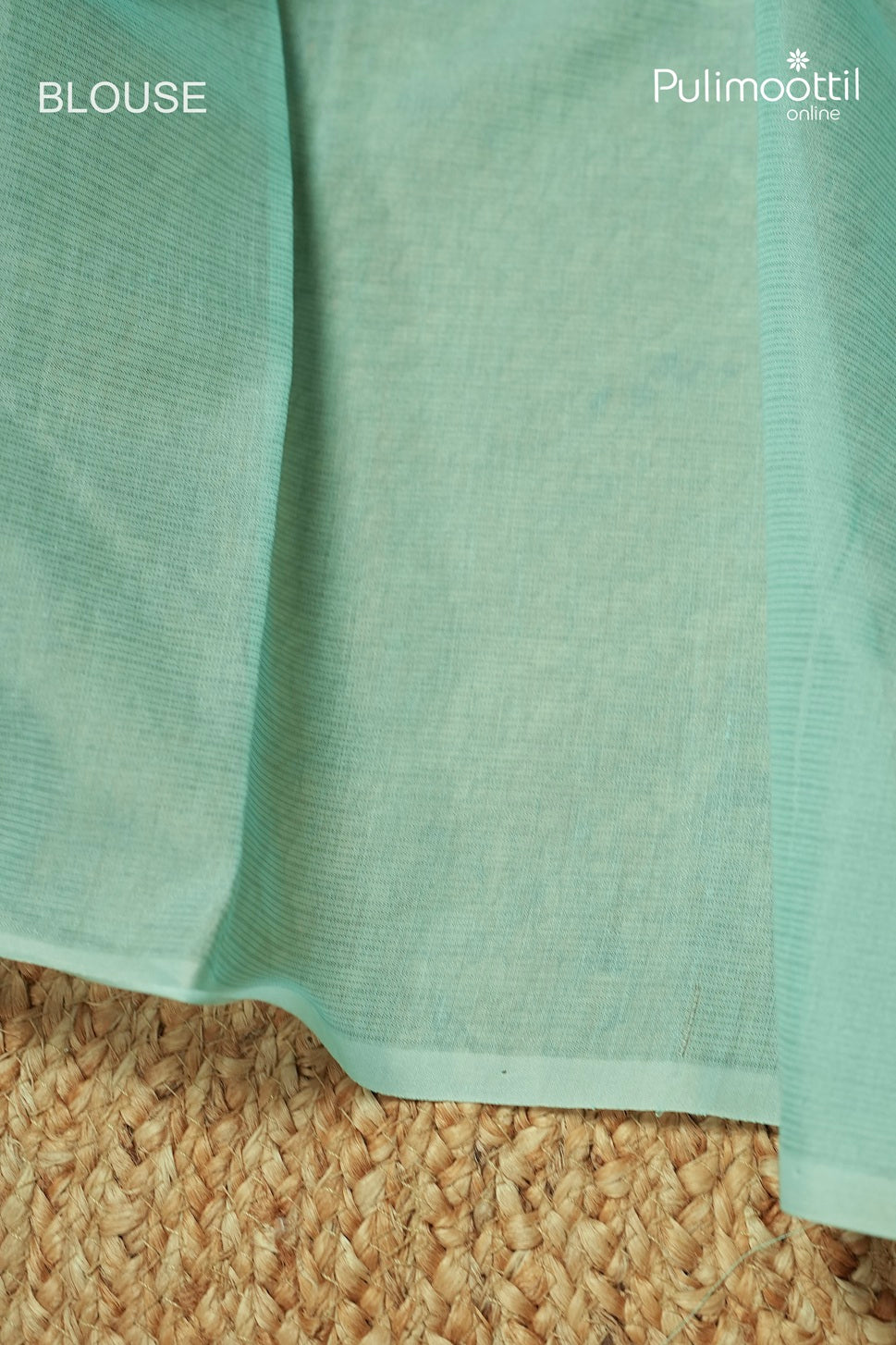 Mint Blue Colour Net Cotta Free Hand Floral Painting Saree