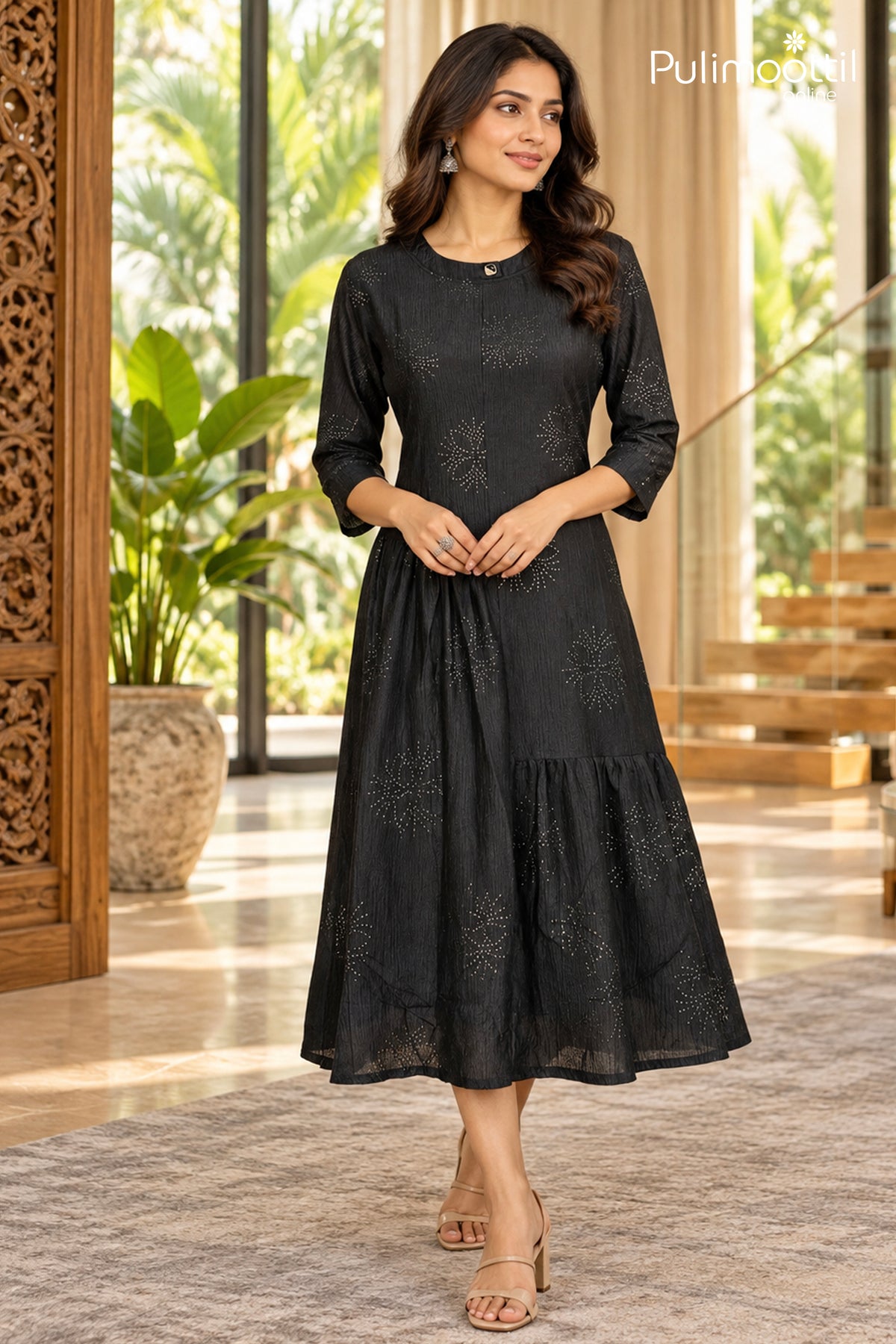 Black Colour Crinkled basc frock