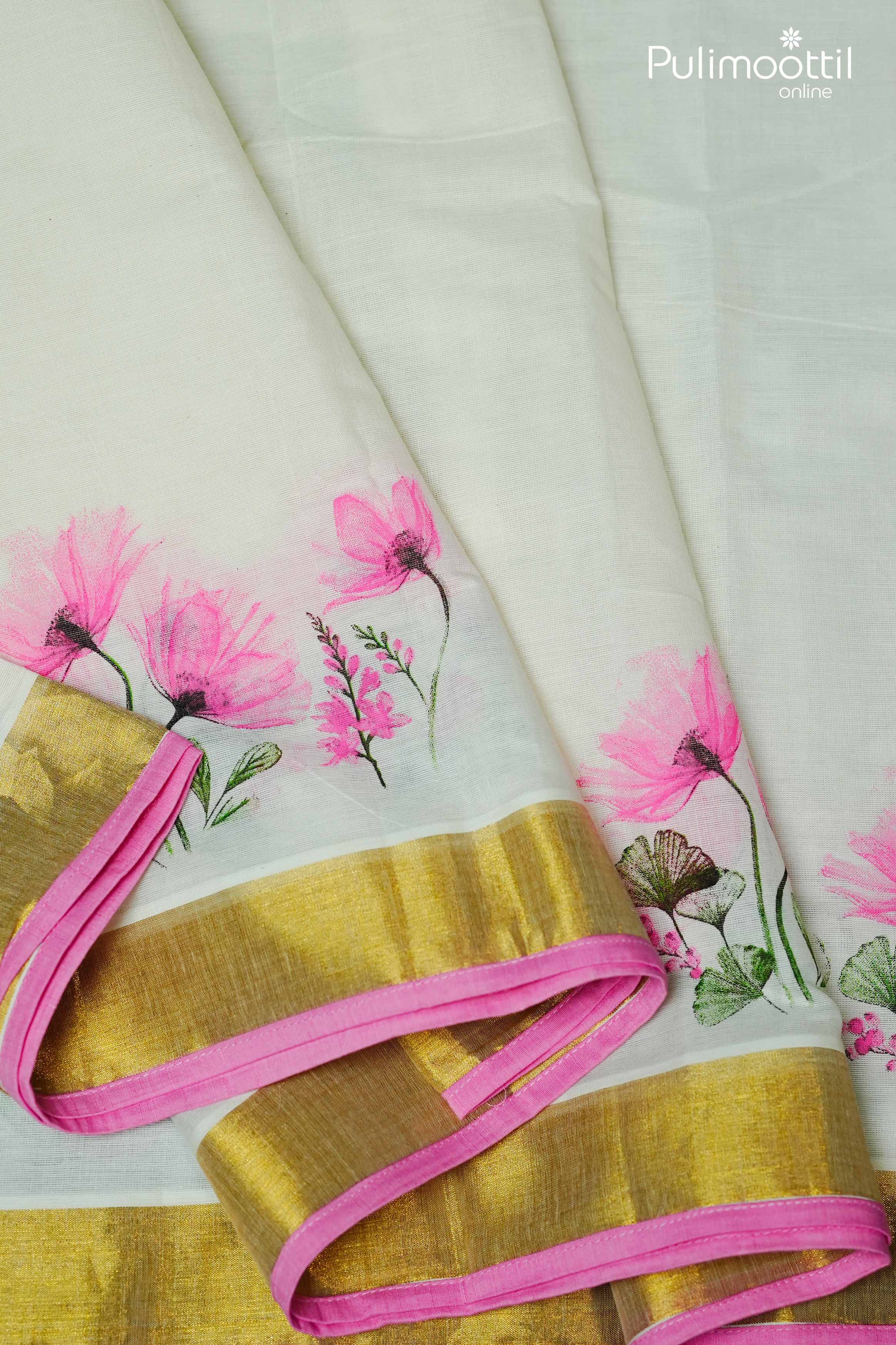 Off white colour Kerala Traditional Set Saree.