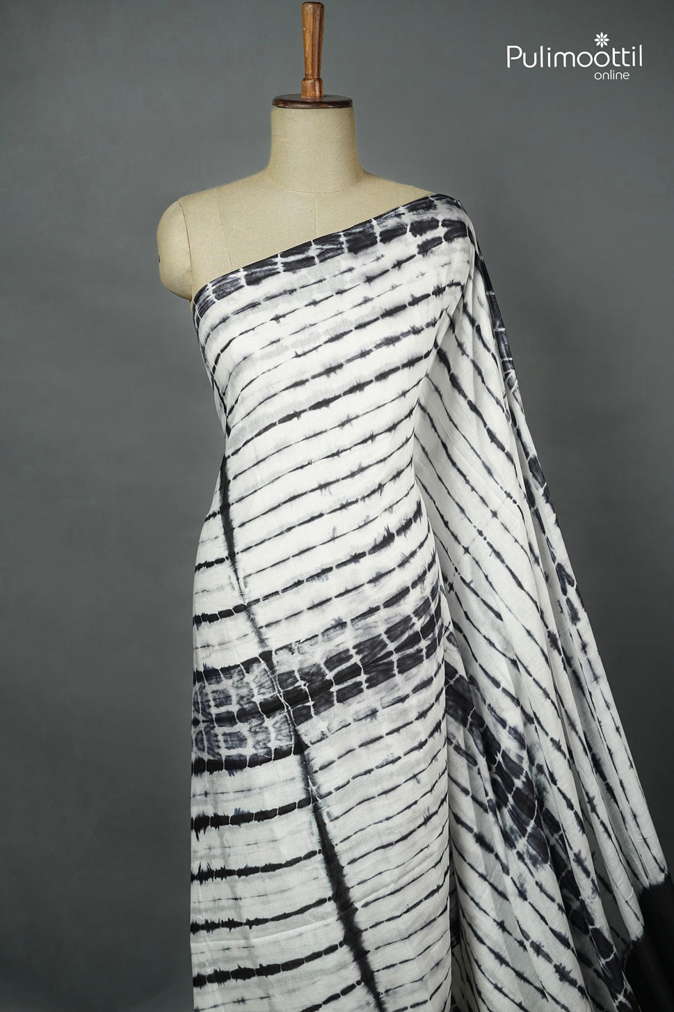 White Colour Shibori Printed Mul Cotton Saree