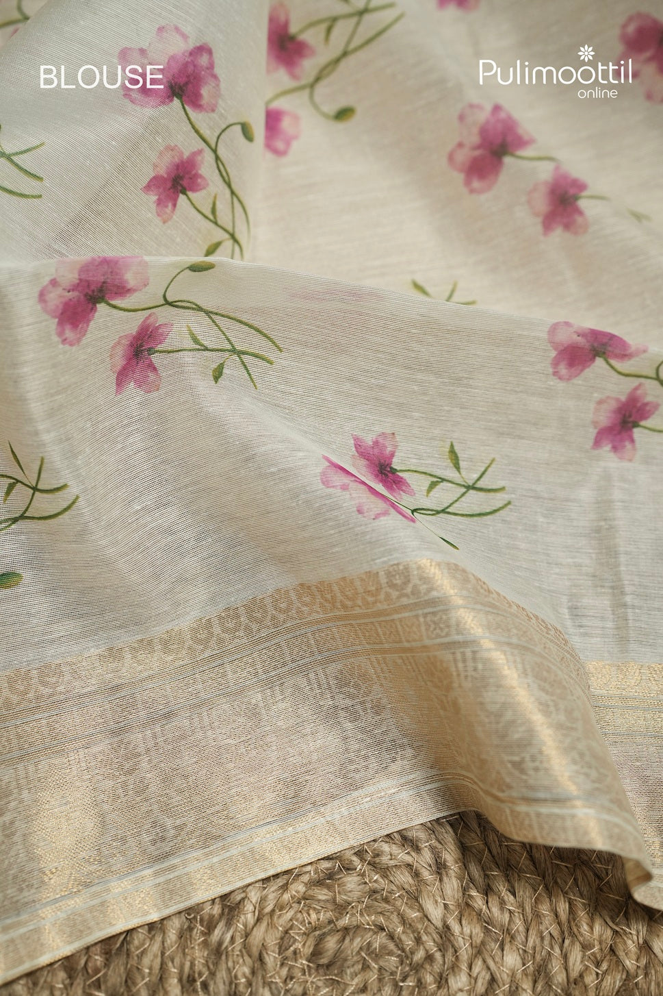 Off White Colour Semi Chanderi Traditional Saree