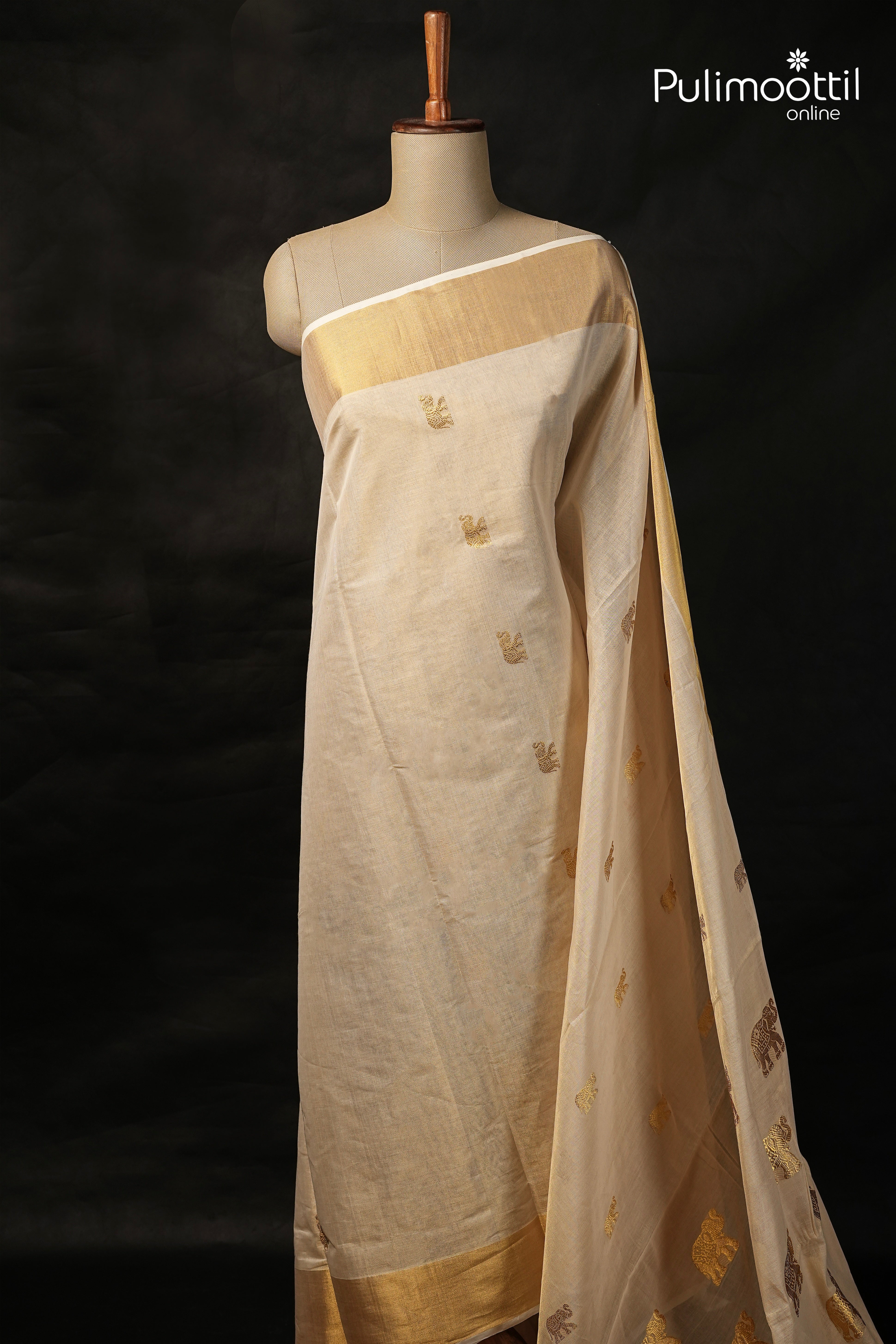 Kerala Traditional Golden Tissue Handloom Set Saree