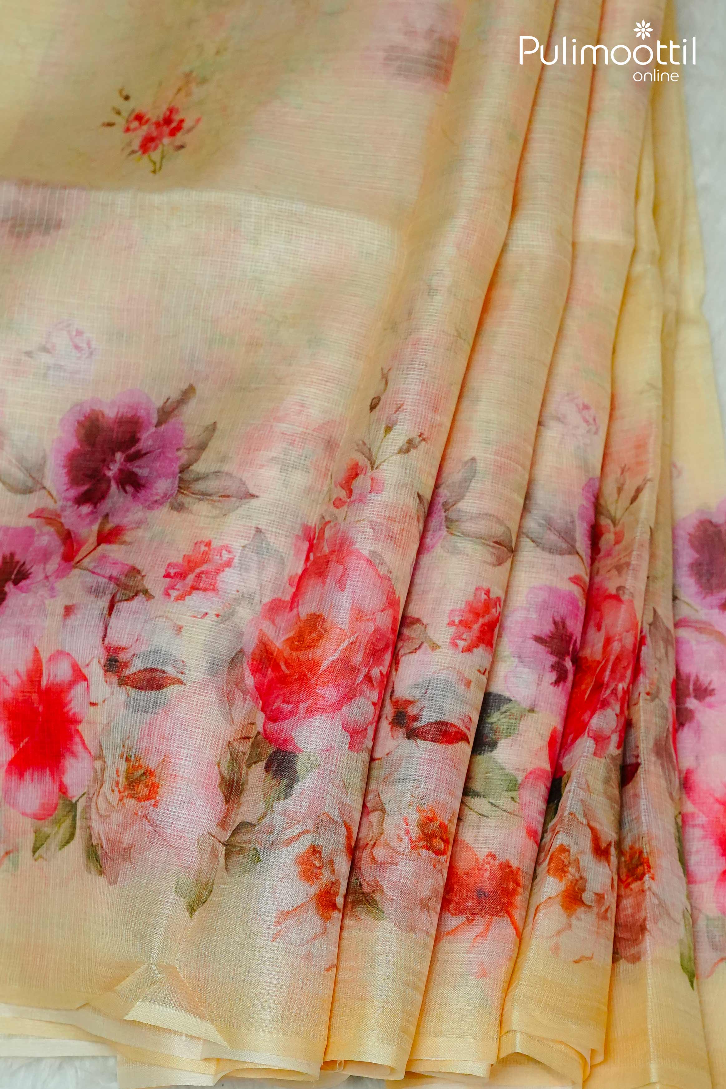 Light Yellow Colour Netcota Saree.