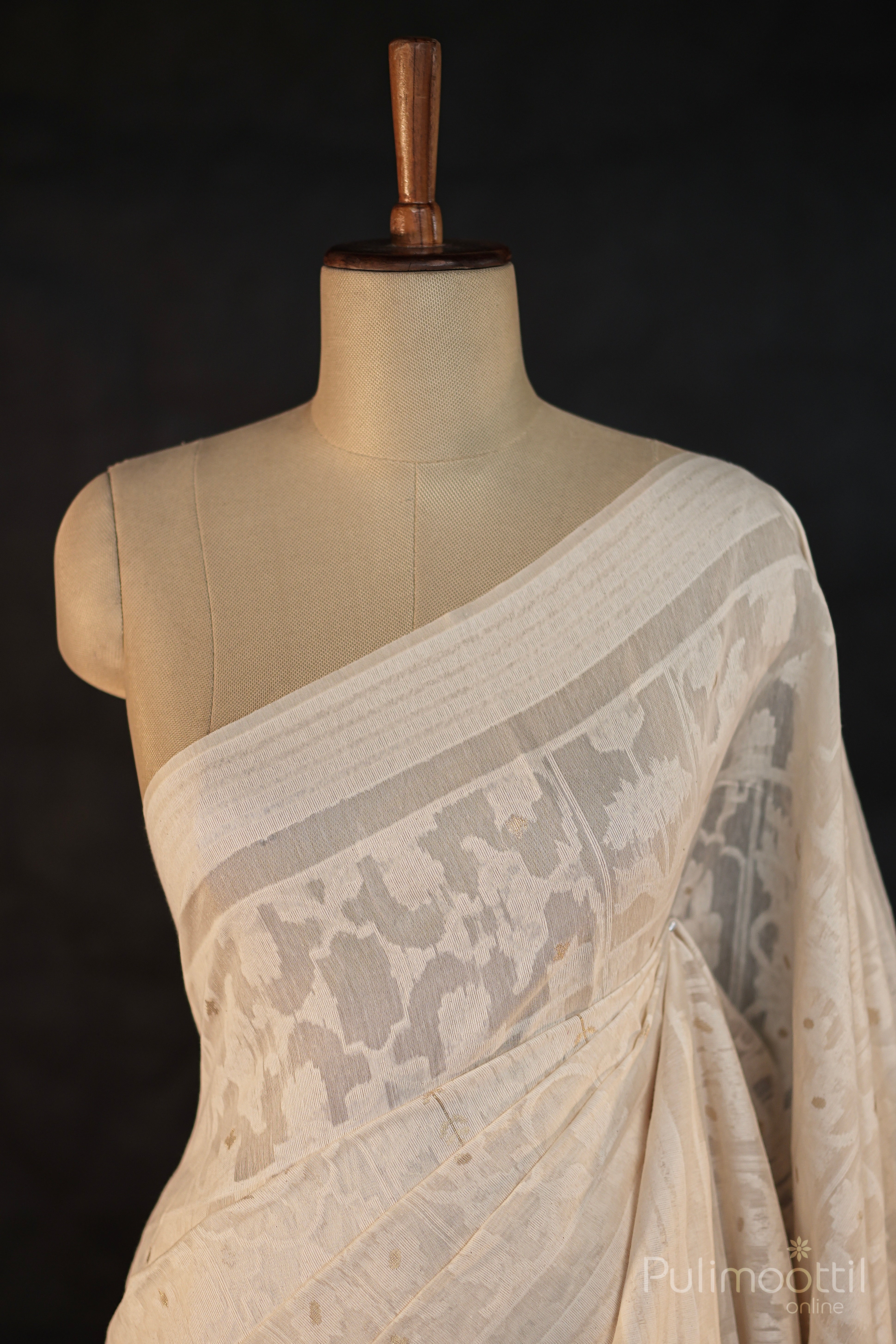Off White Colour Chanderi Silk Saree