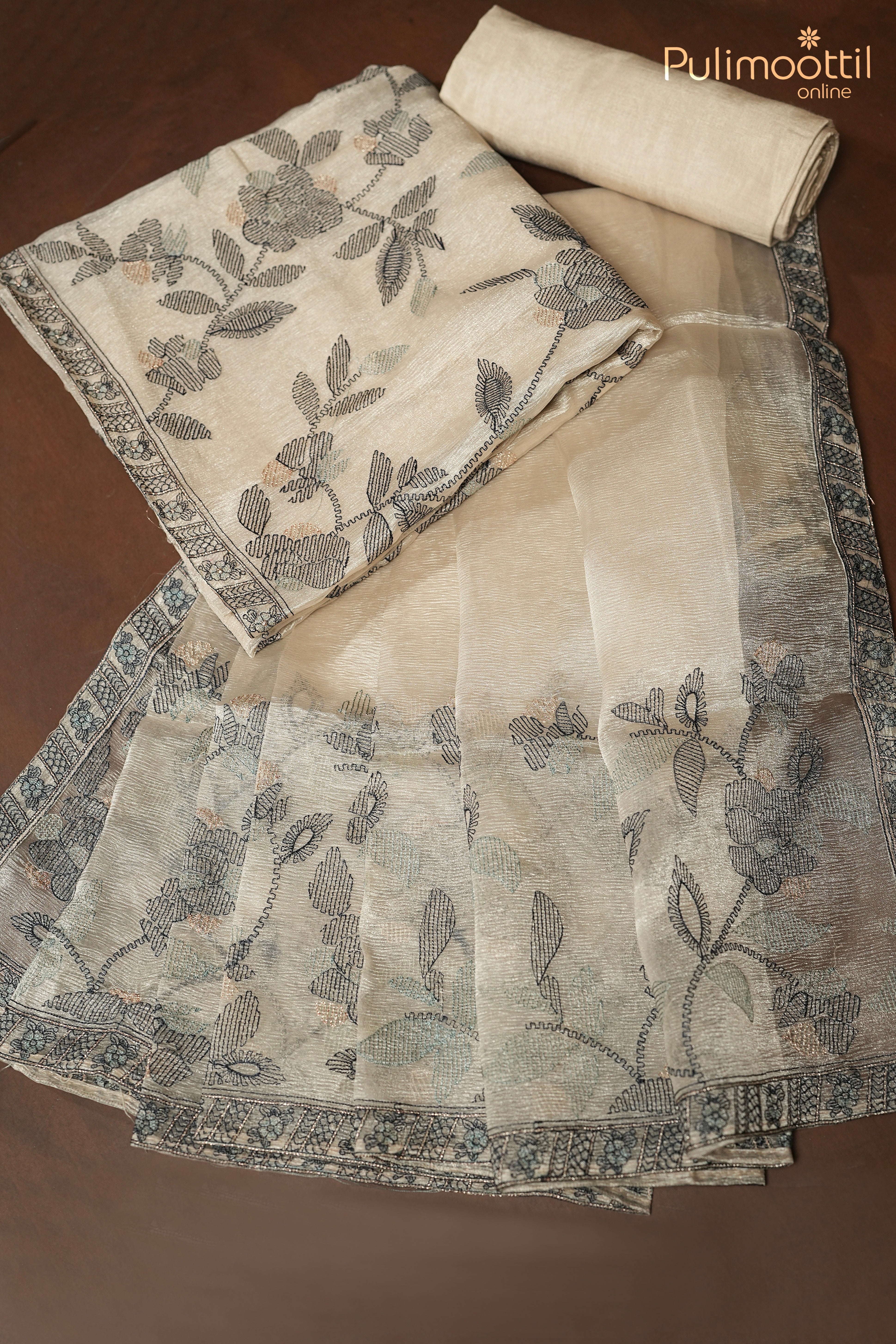 Ivory Crushed Organza Unstitched Salwar Set