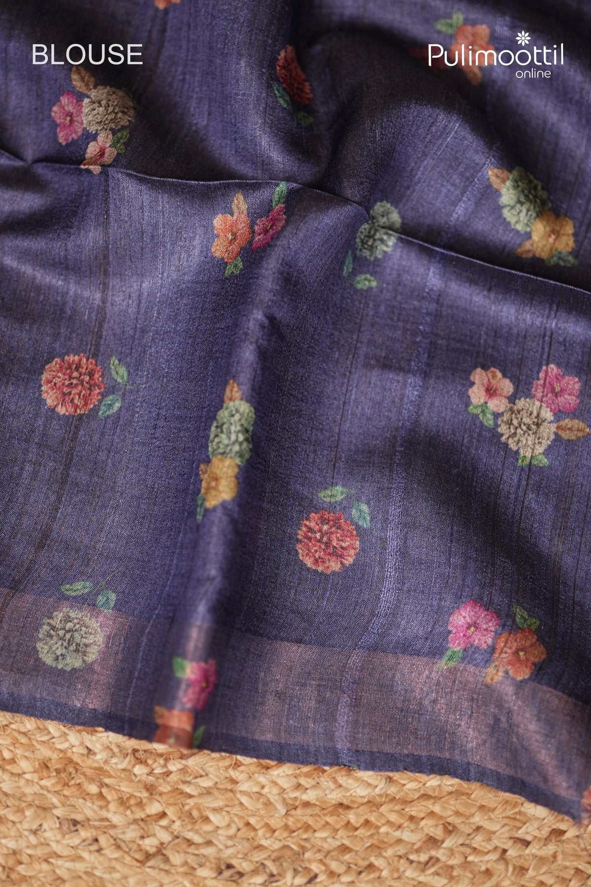 Dark German Blue Colour Jute Silk Saree