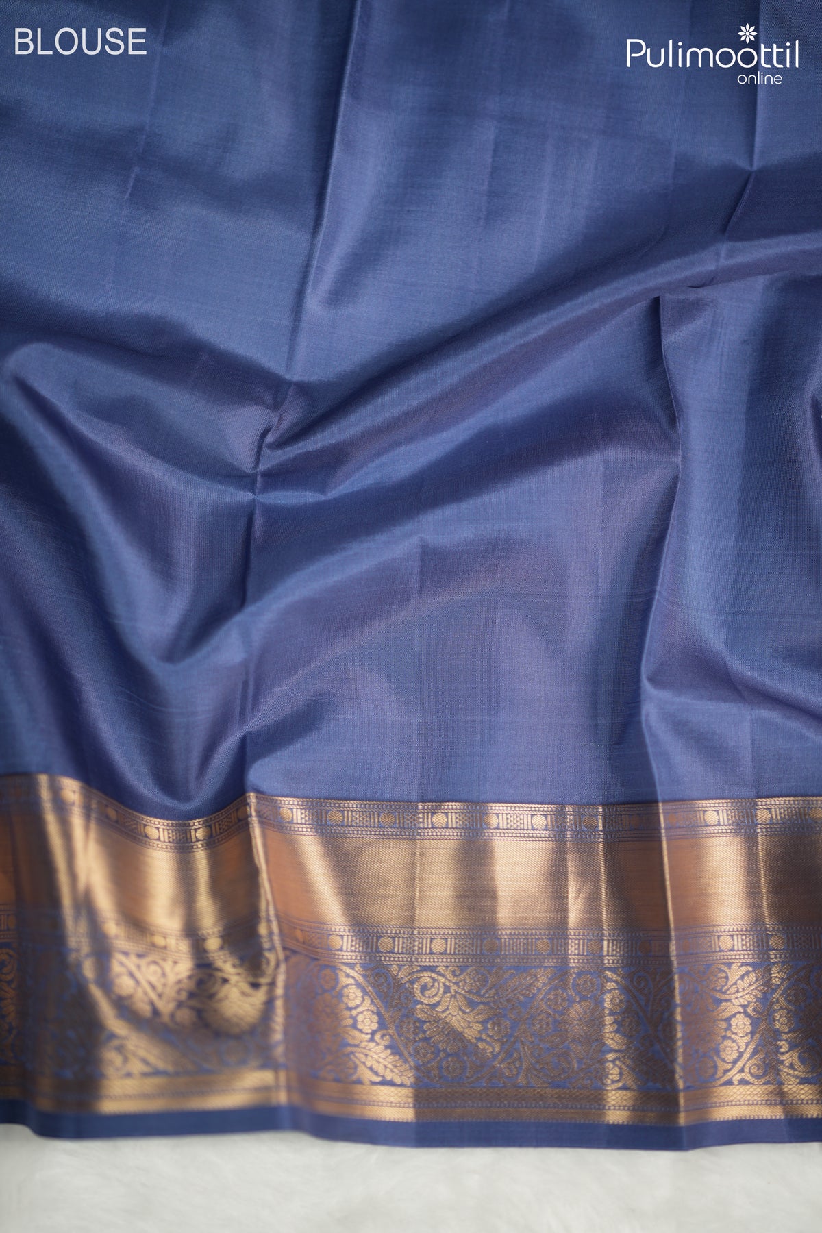 Muted Blue Colour Kanchipuram Designer Saree.