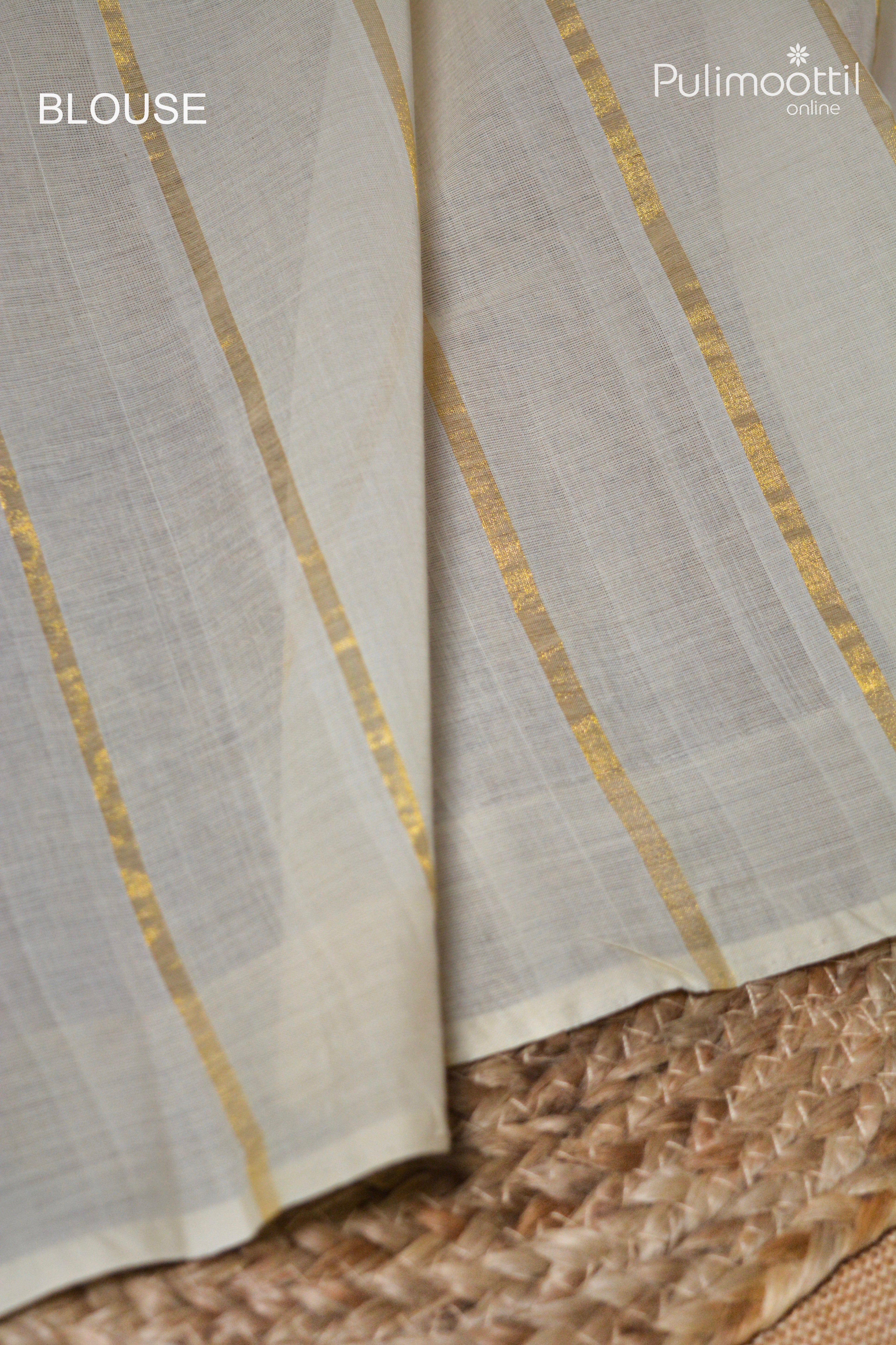 Cream colour Cotton Handloom Saree