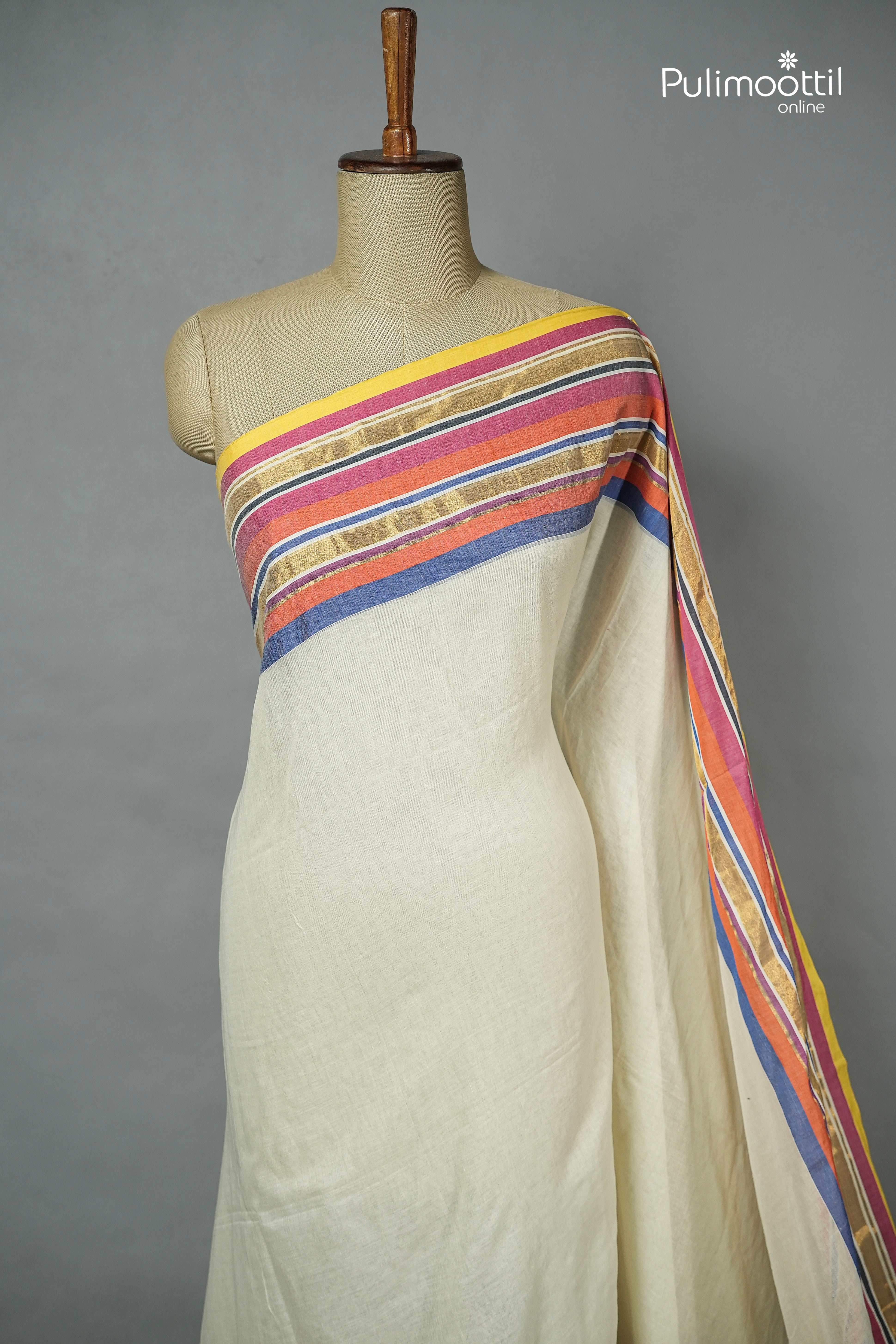 Offwhite colour Mul Cotton Saree