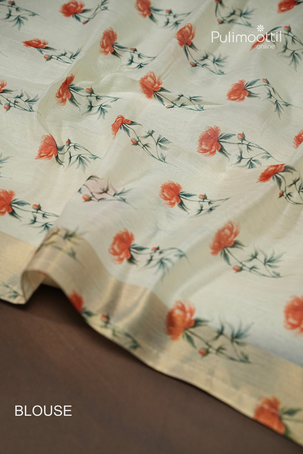 Off White Colour Semi Chanderi Traditional Saree