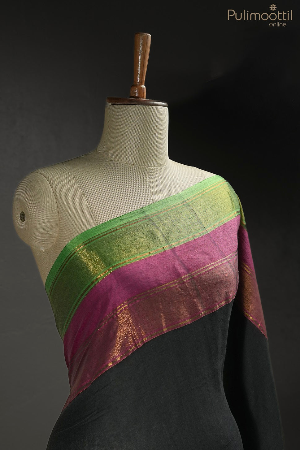 Black Colour Mul Cotton Saree