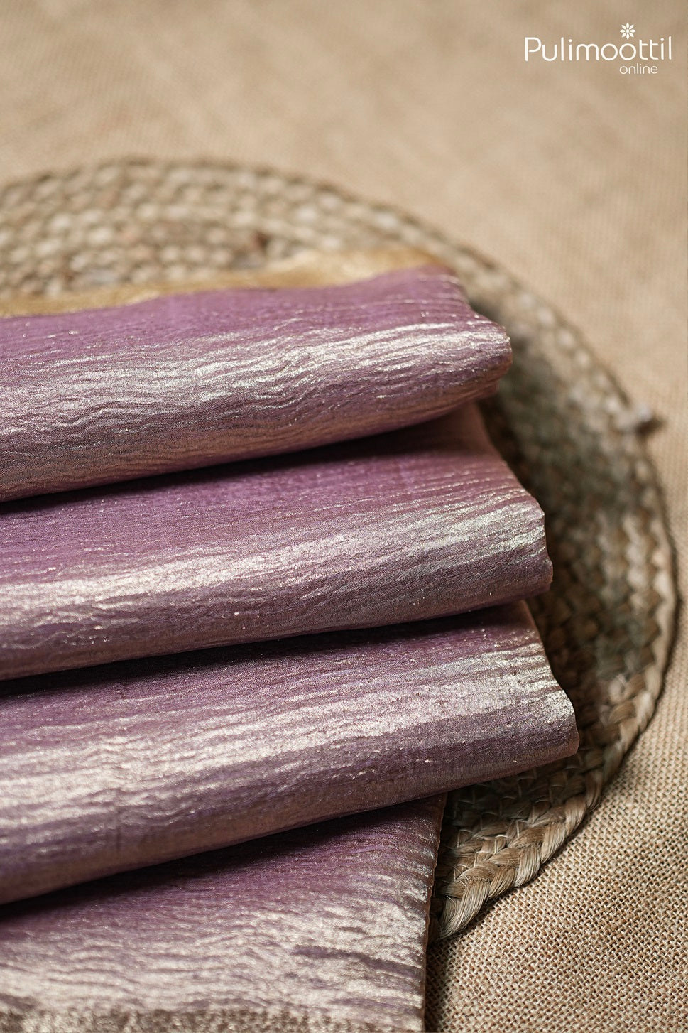 Lavender Colour Crushed Tissue Fancy Saree