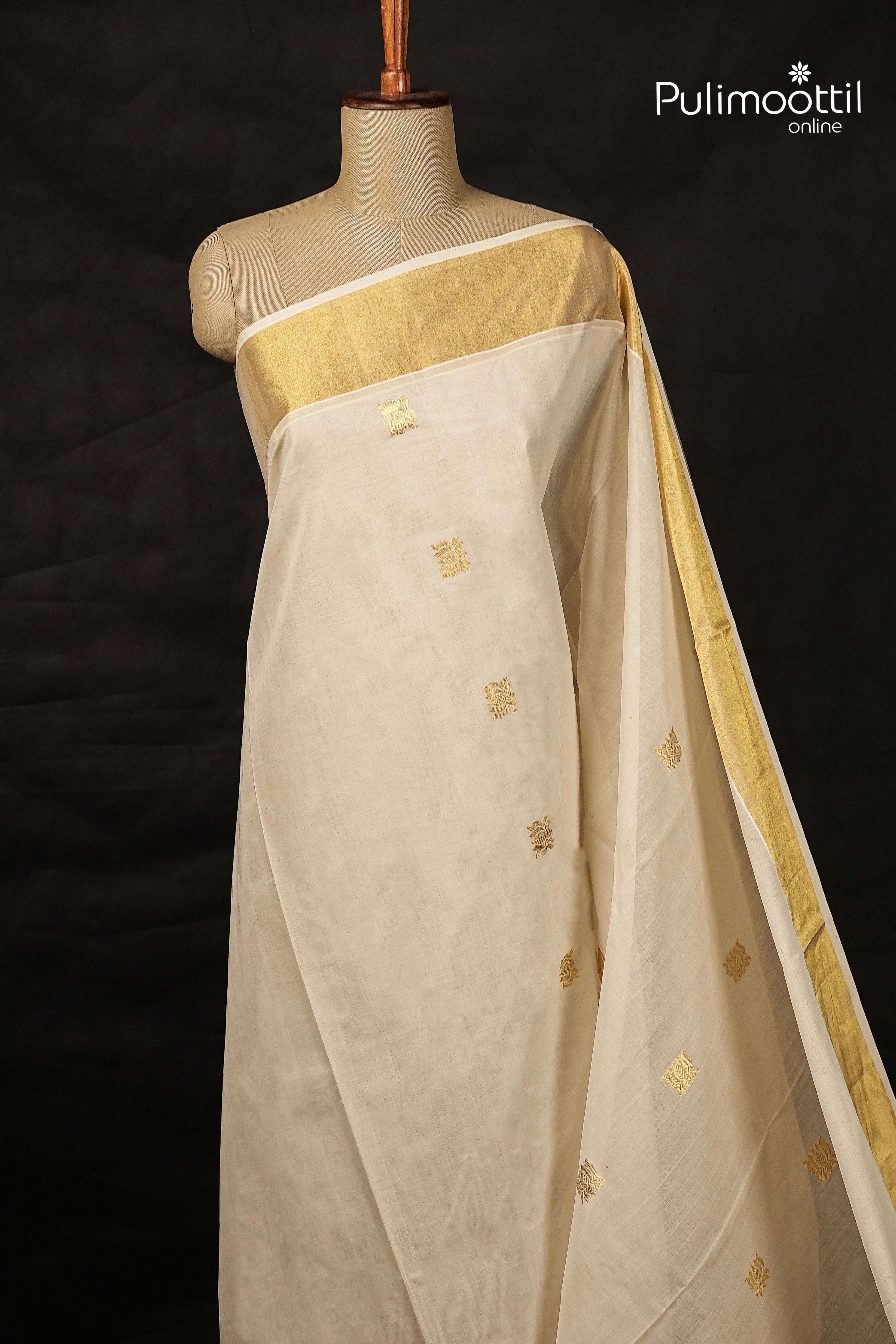 OffWhite Colour Kerala Traditional Handloom Set Saree