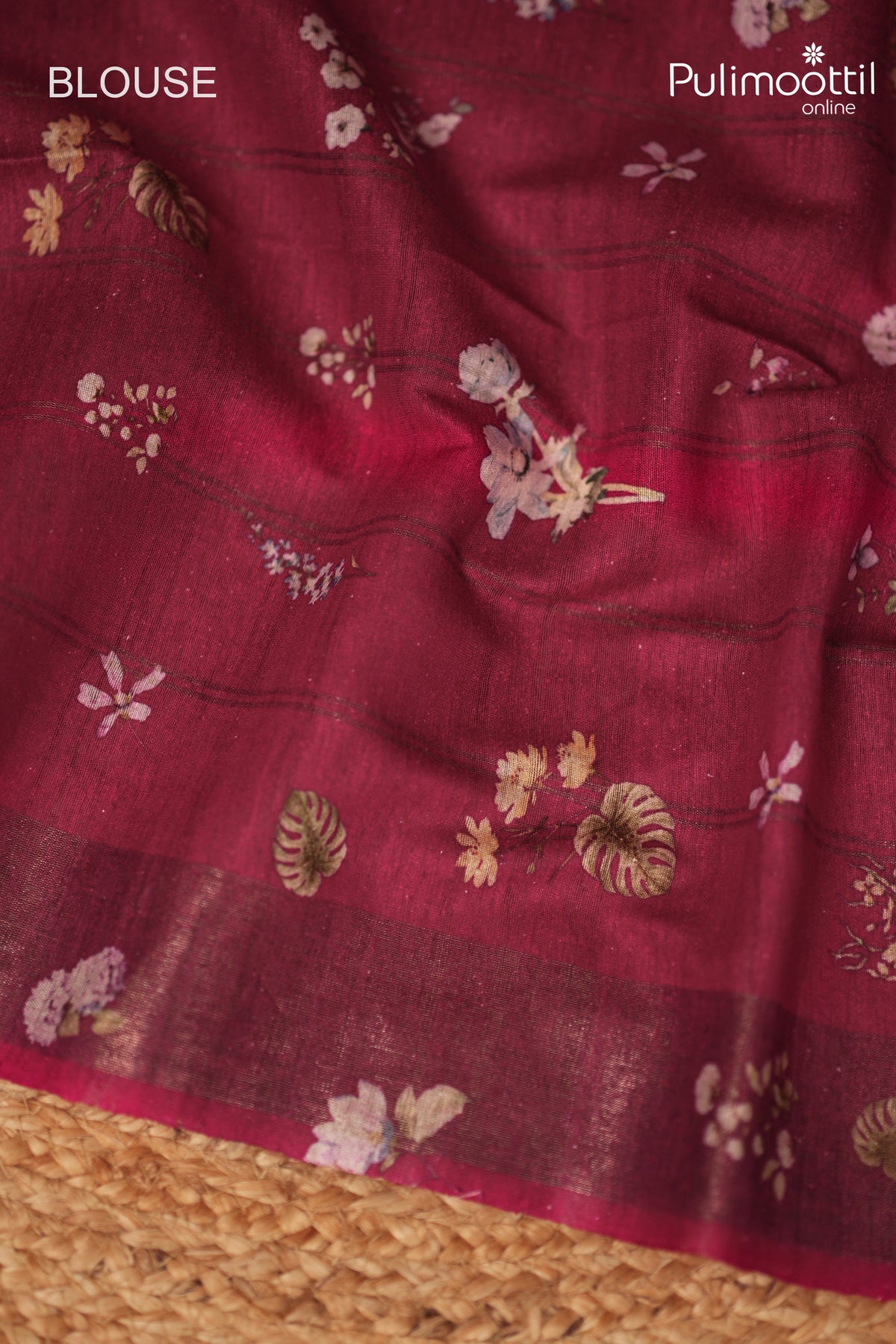 Dark Pink Colour Jute Silk Saree