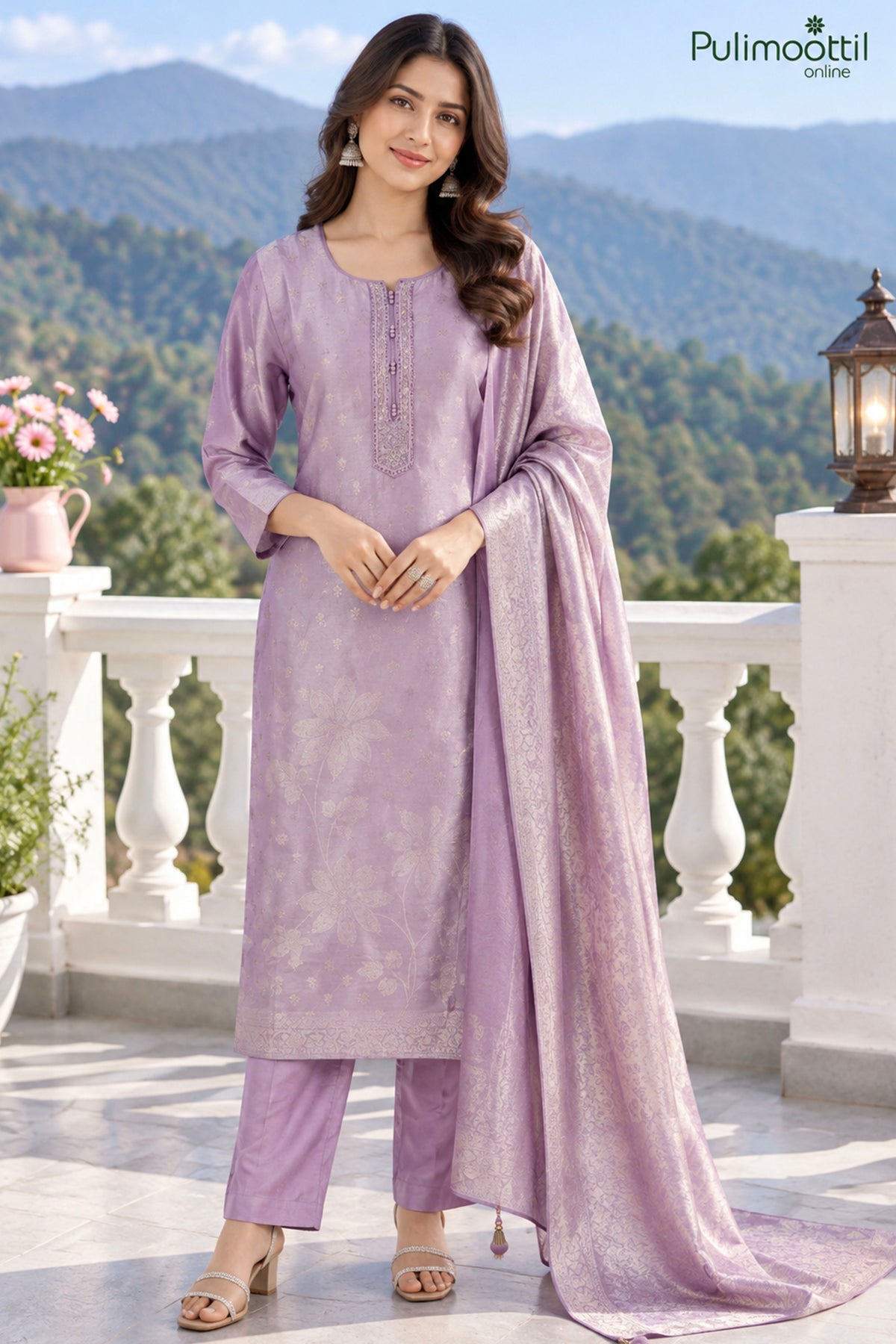 Lavender Color Slitted Salwar Set