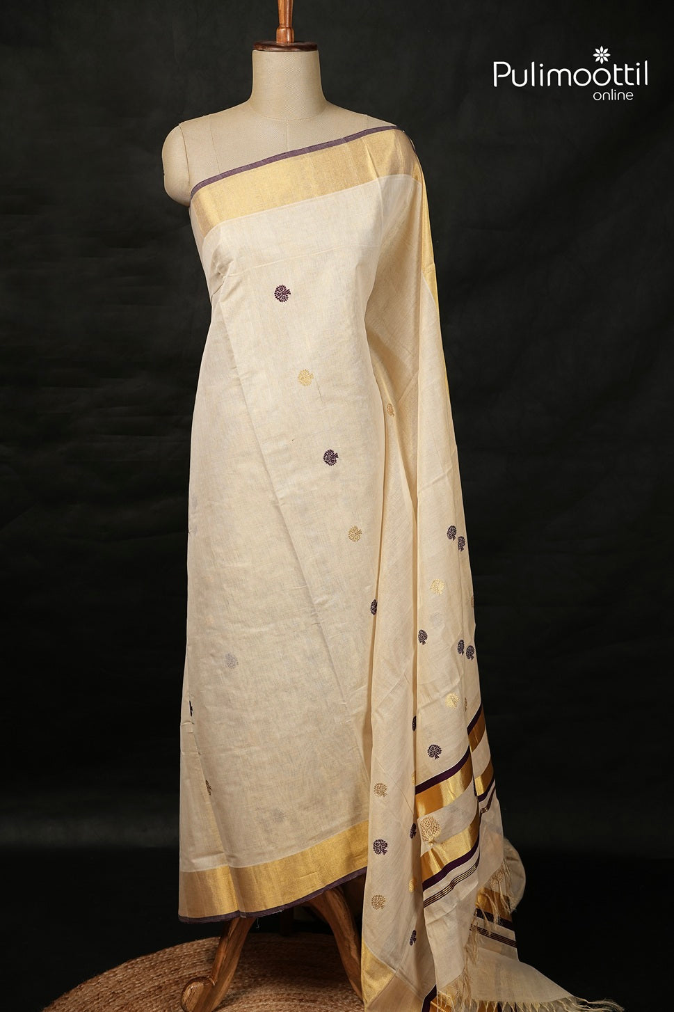 Kerala Traditional Golden Tissue Handloom Set Saree