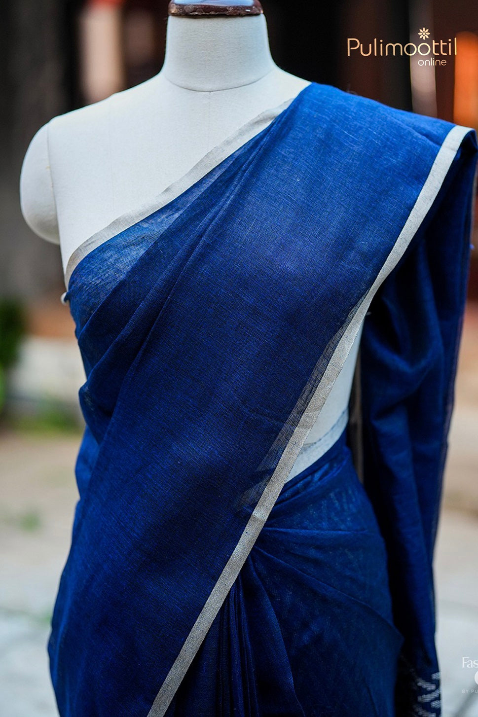 Dark Blue Colour Linen Saree