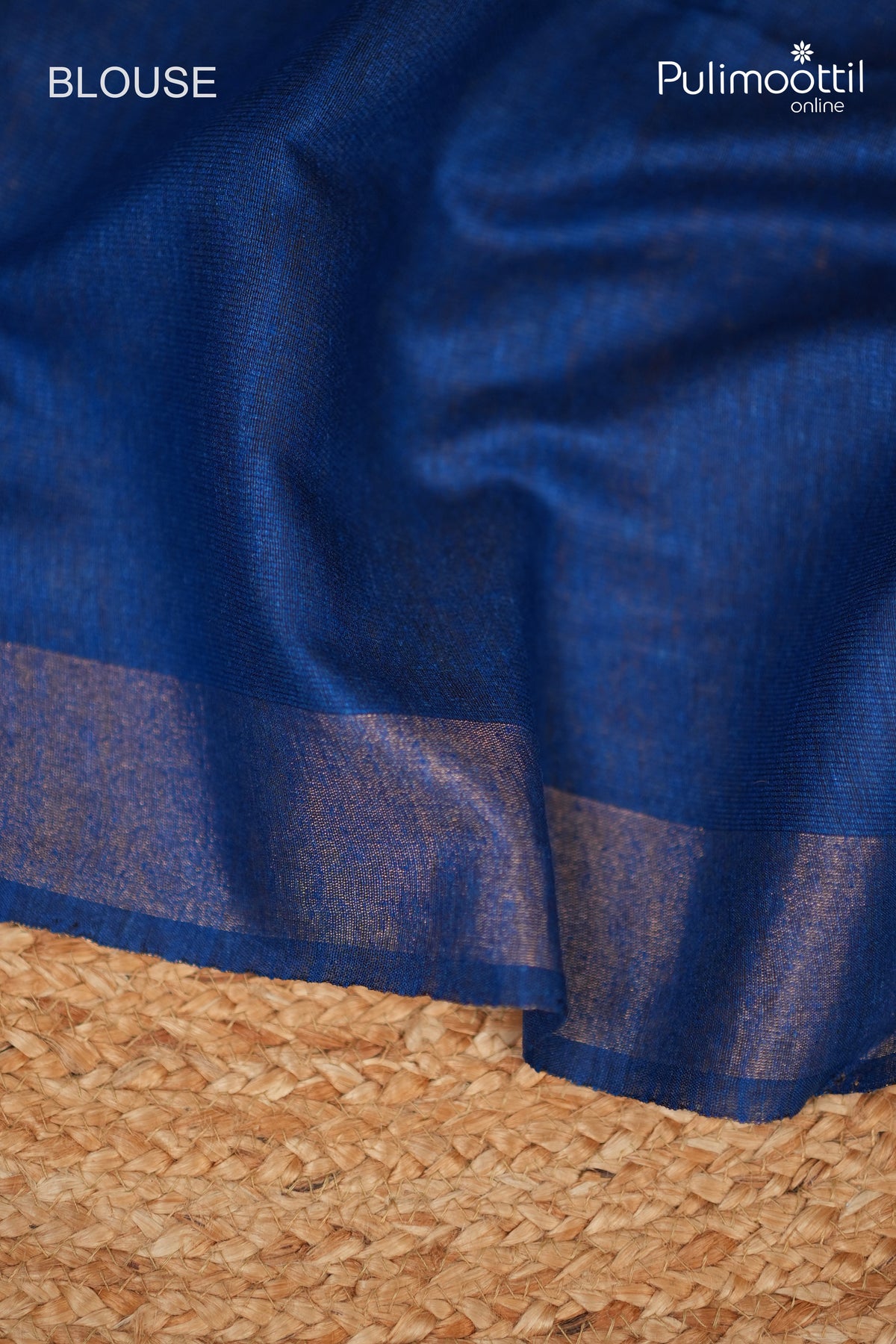 German Blue Colour Jute Silk Saree