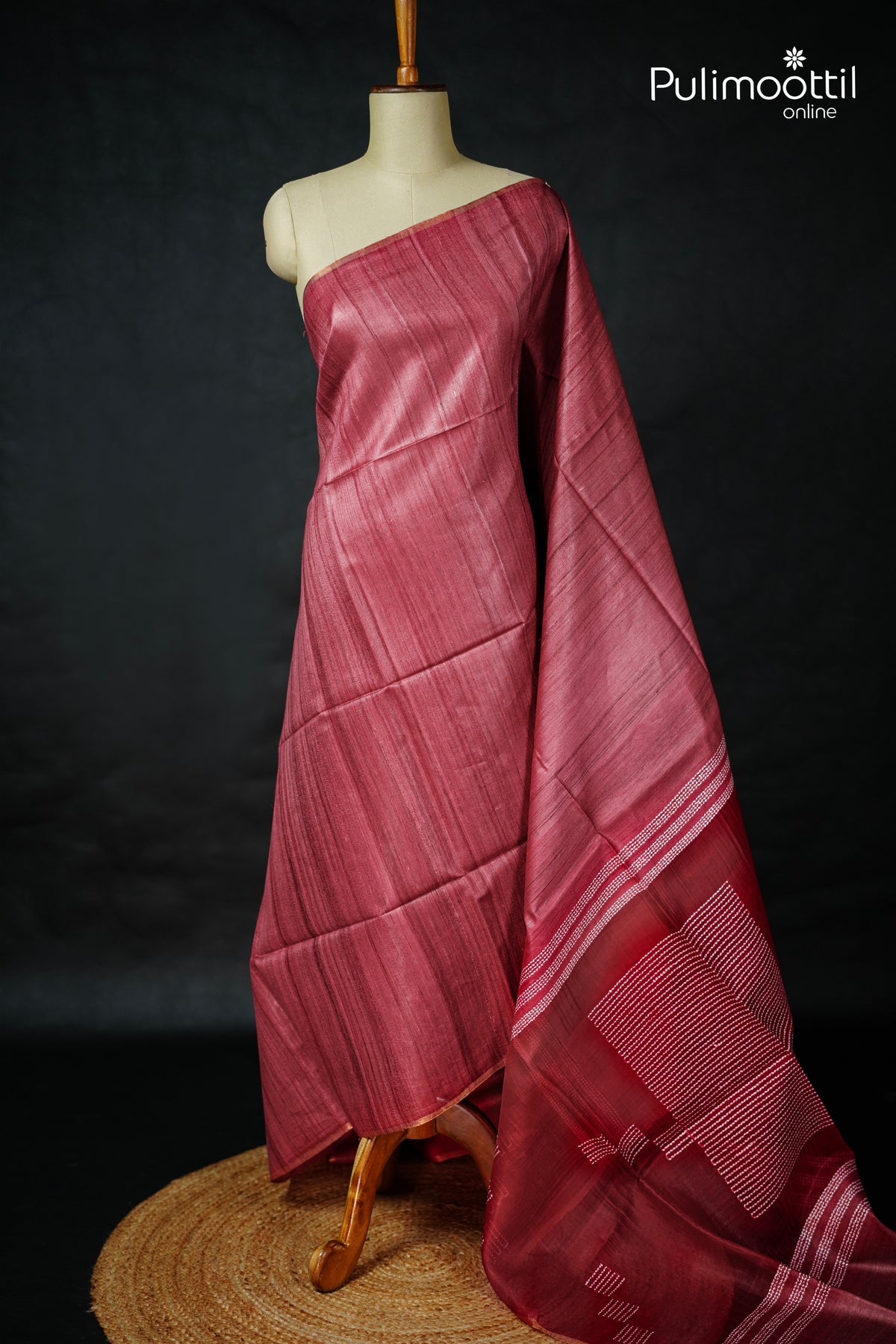 Pastel Wine Colour Jute Silk Saree