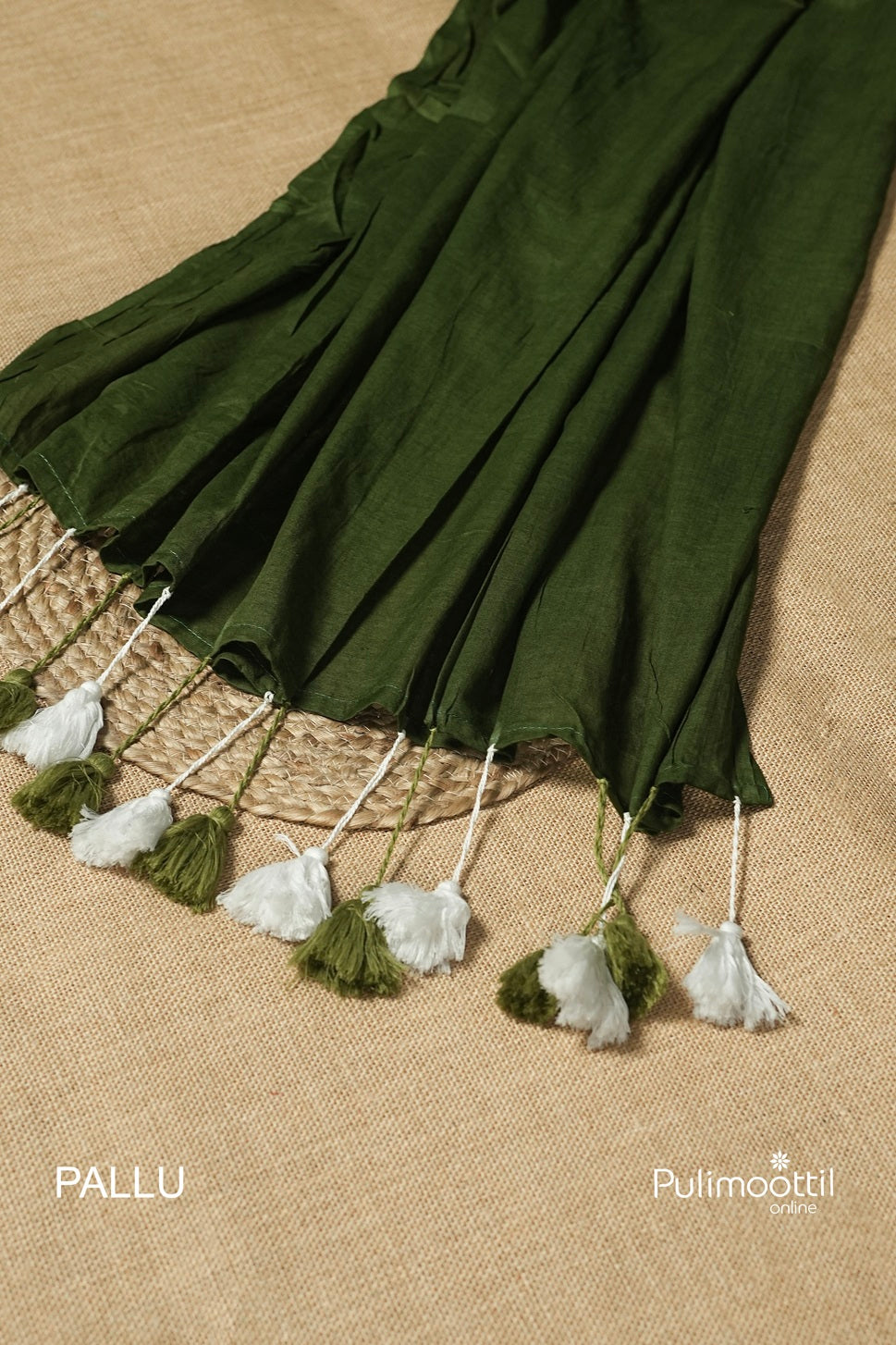 Sap Green Colour Shibori Printed Mul Cotton Saree