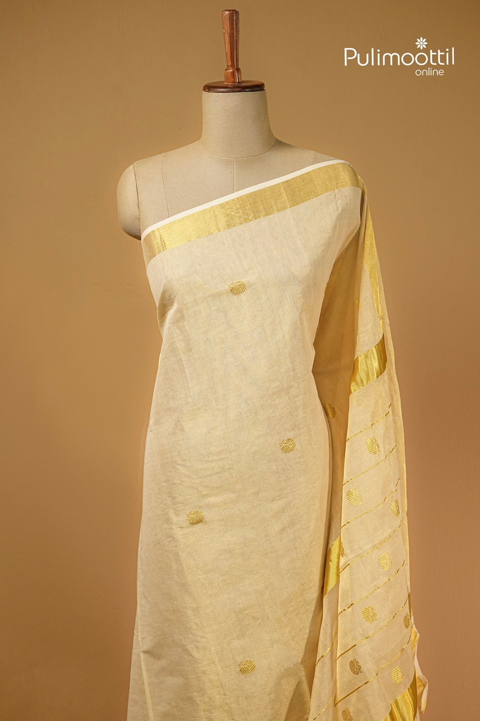 Kerala Traditional Golden Tissue Handloom Set Saree