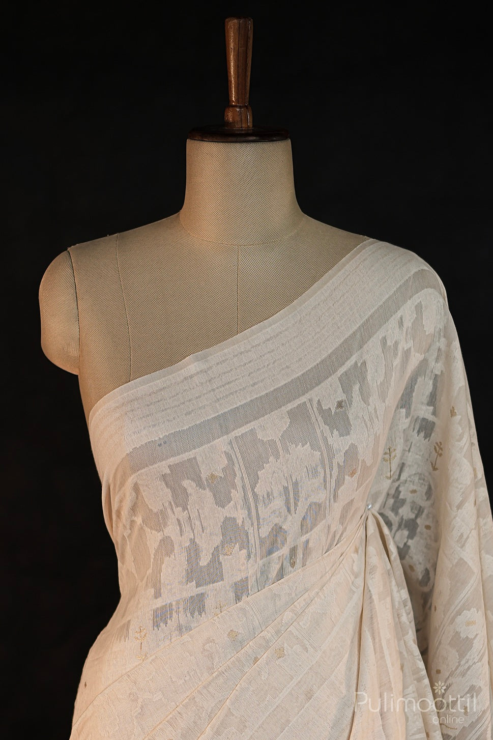 Off White Colour Chanderi Silk Saree