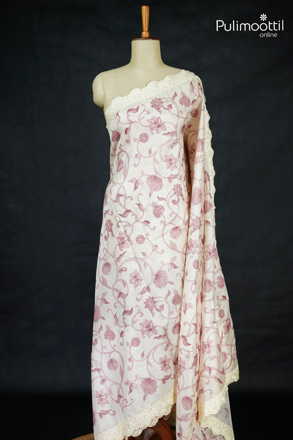 Ivory Colour Net Cotta Saree