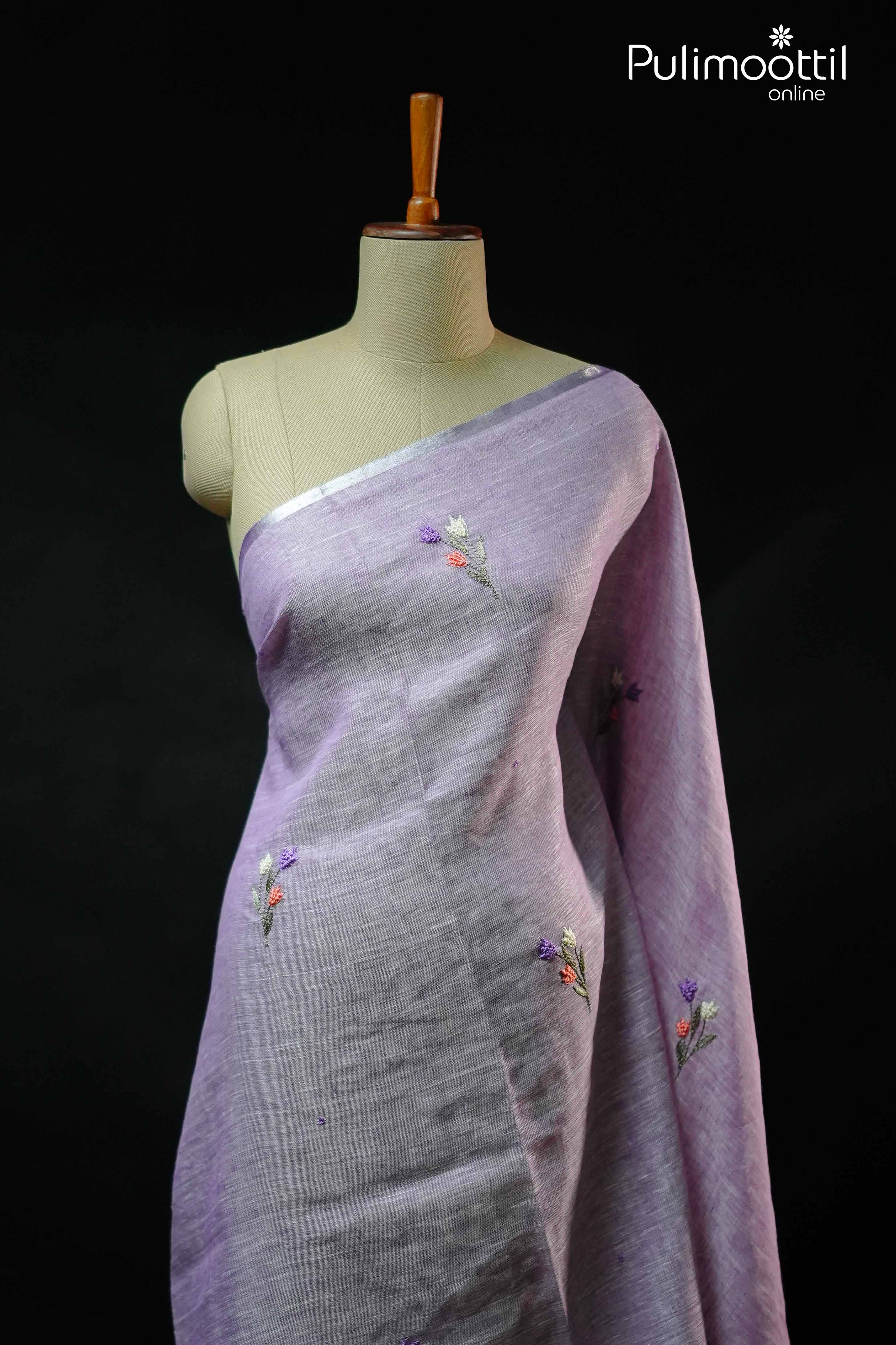 Lavender Colour Linan Saree.
