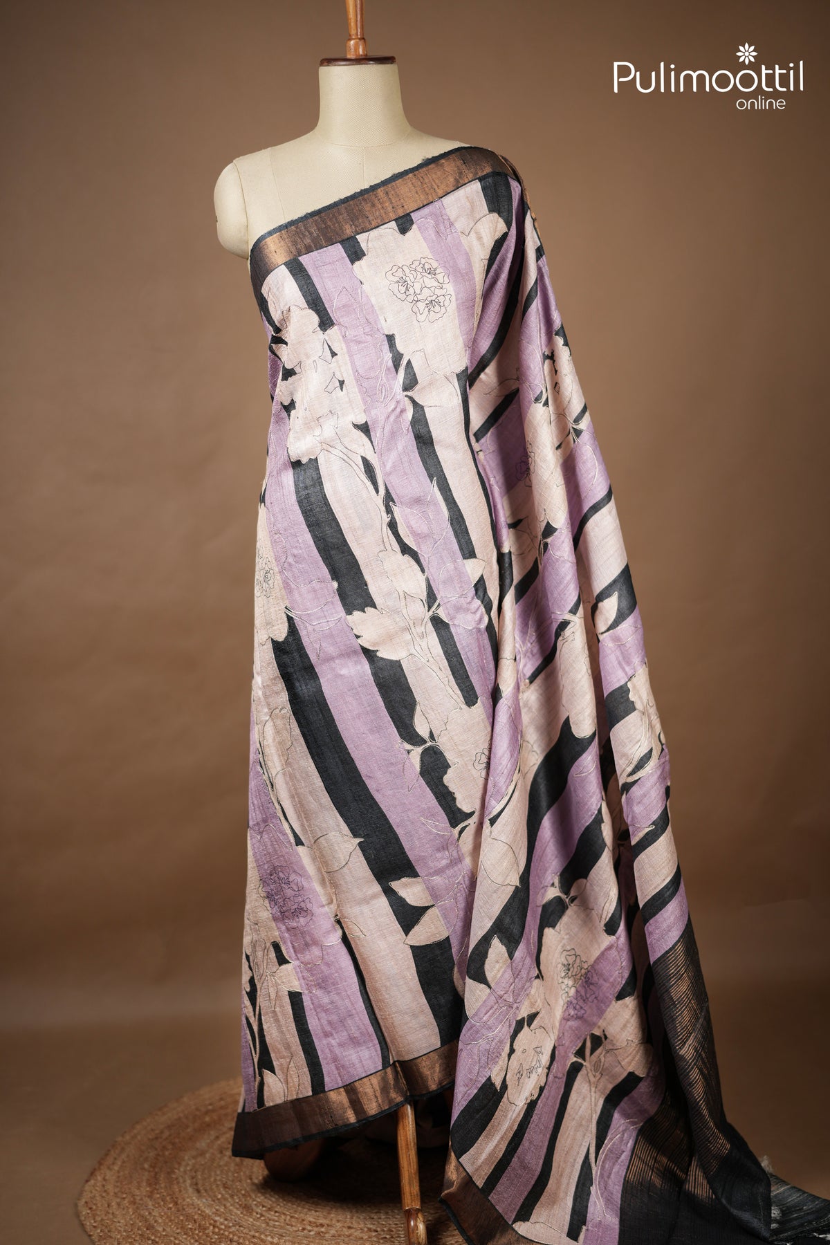 Multicolour Tussar & Jute Silk Saree
