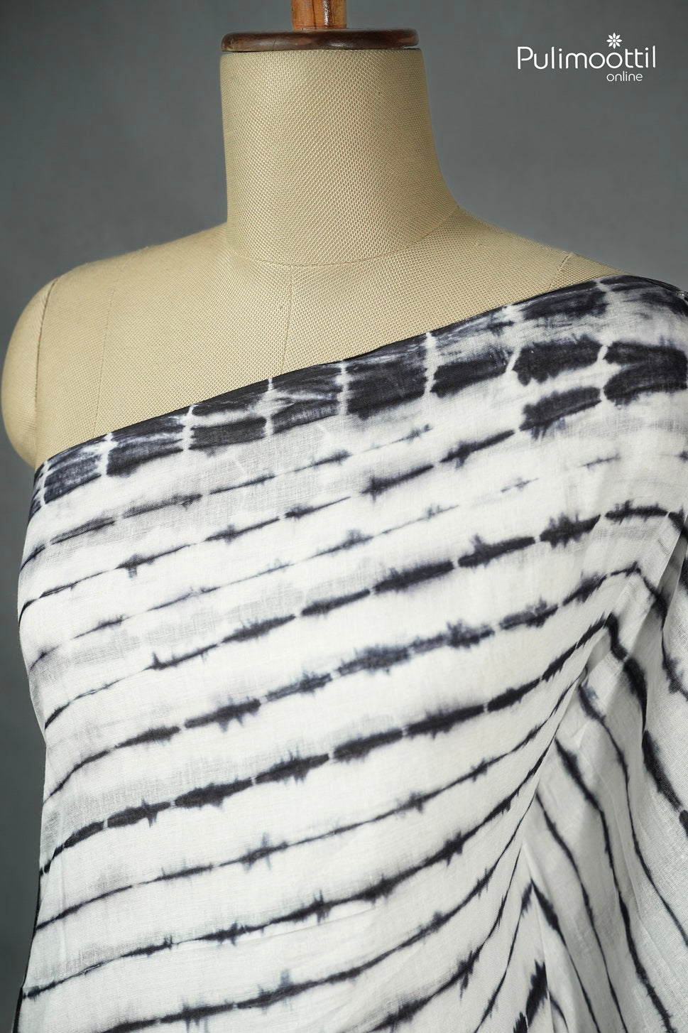 White Colour Shibori Printed Mul Cotton Saree