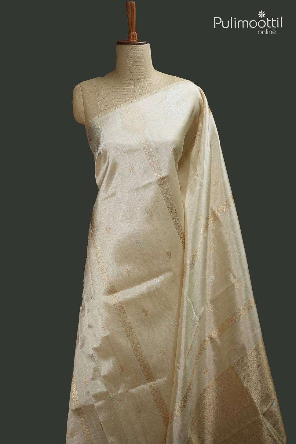 Off White Colour Semi Organza Traditional Saree