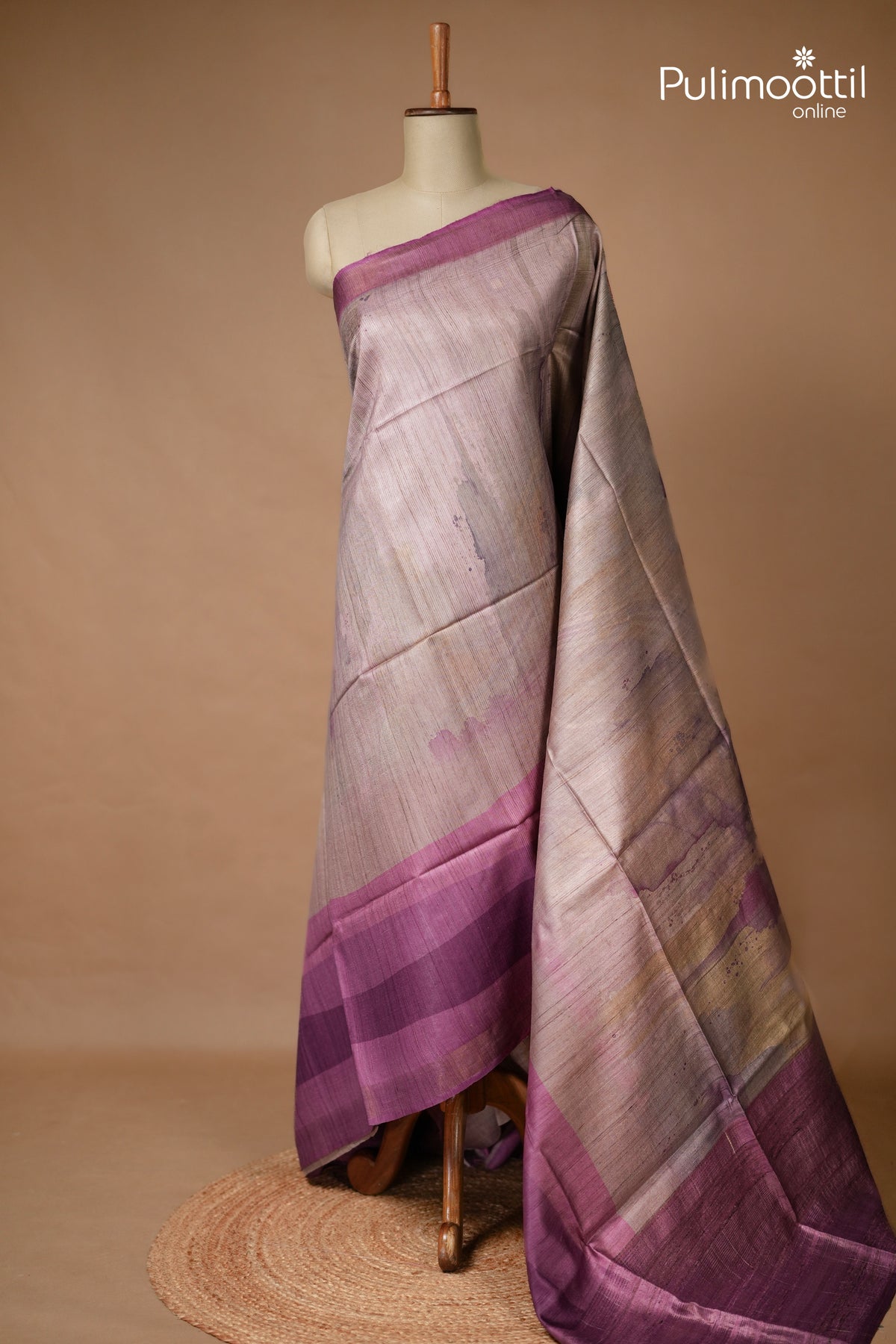 Multicolour Jute And Tussar Silk Saree