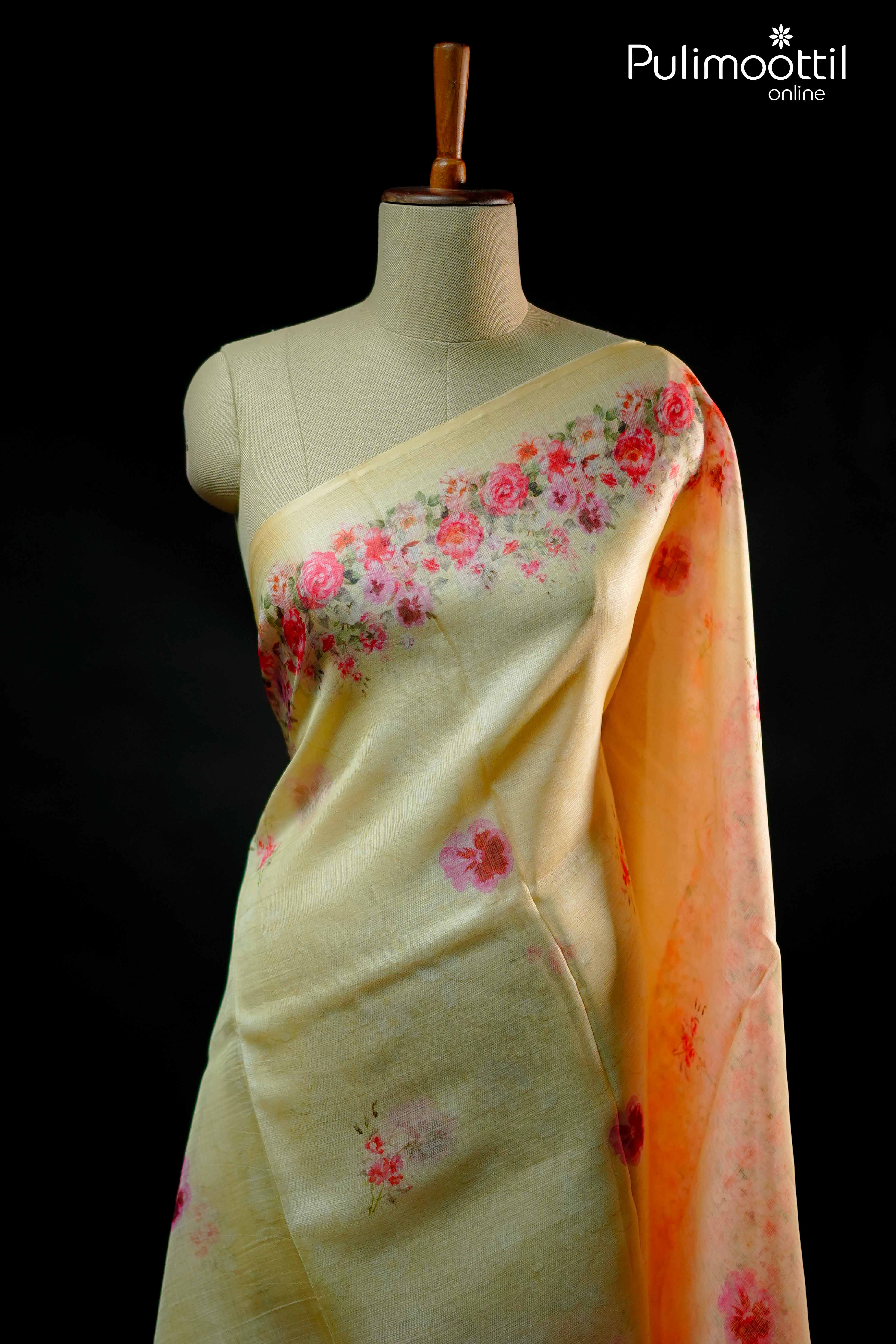 Light Yellow Colour Netcota Saree.