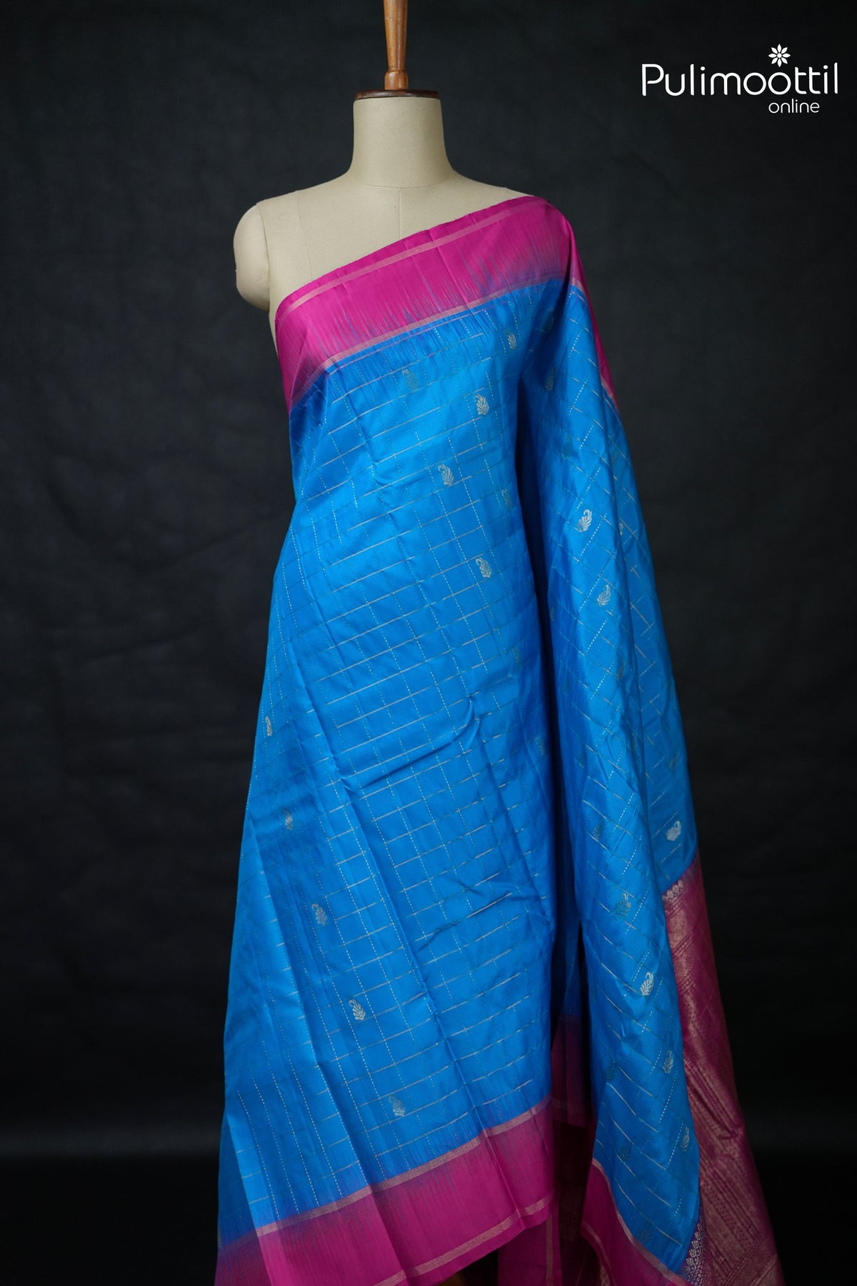 Sky Blue Colour Kanchipuram Designer Saree