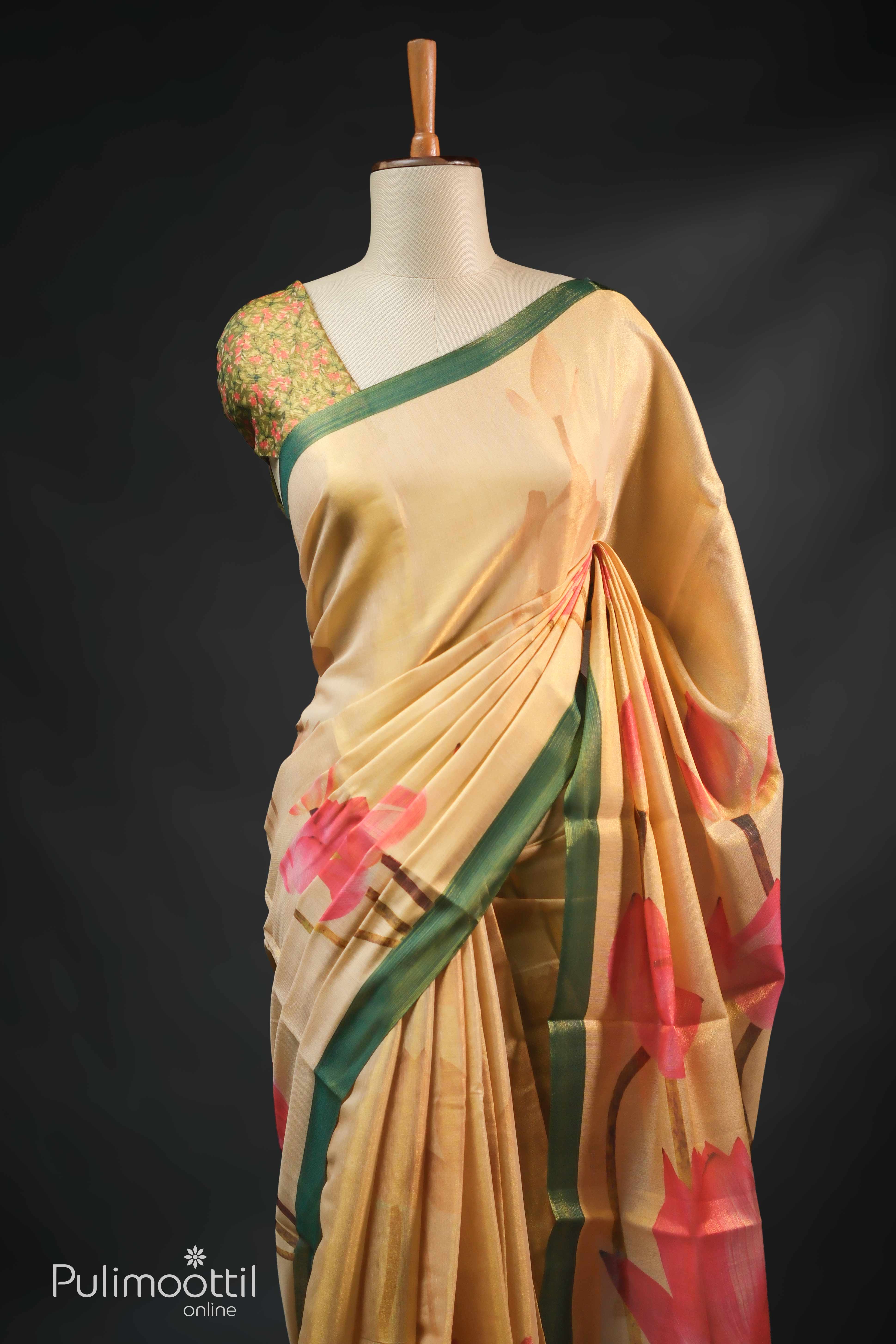 Golden Tissue Onam Kerala Set Saree