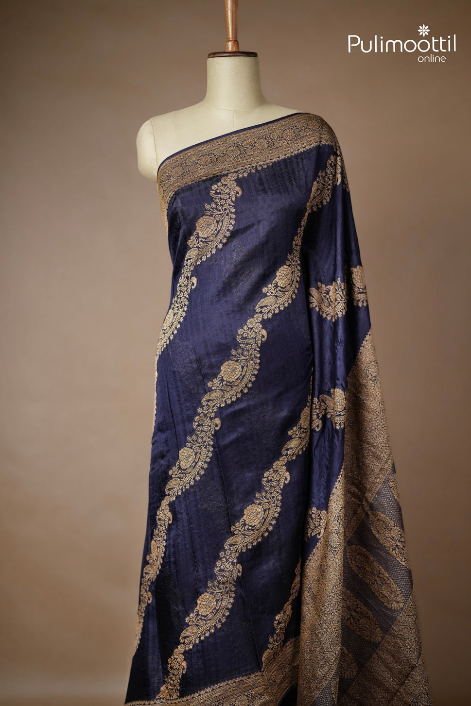 Dark Blue Colour Banarasi Saree