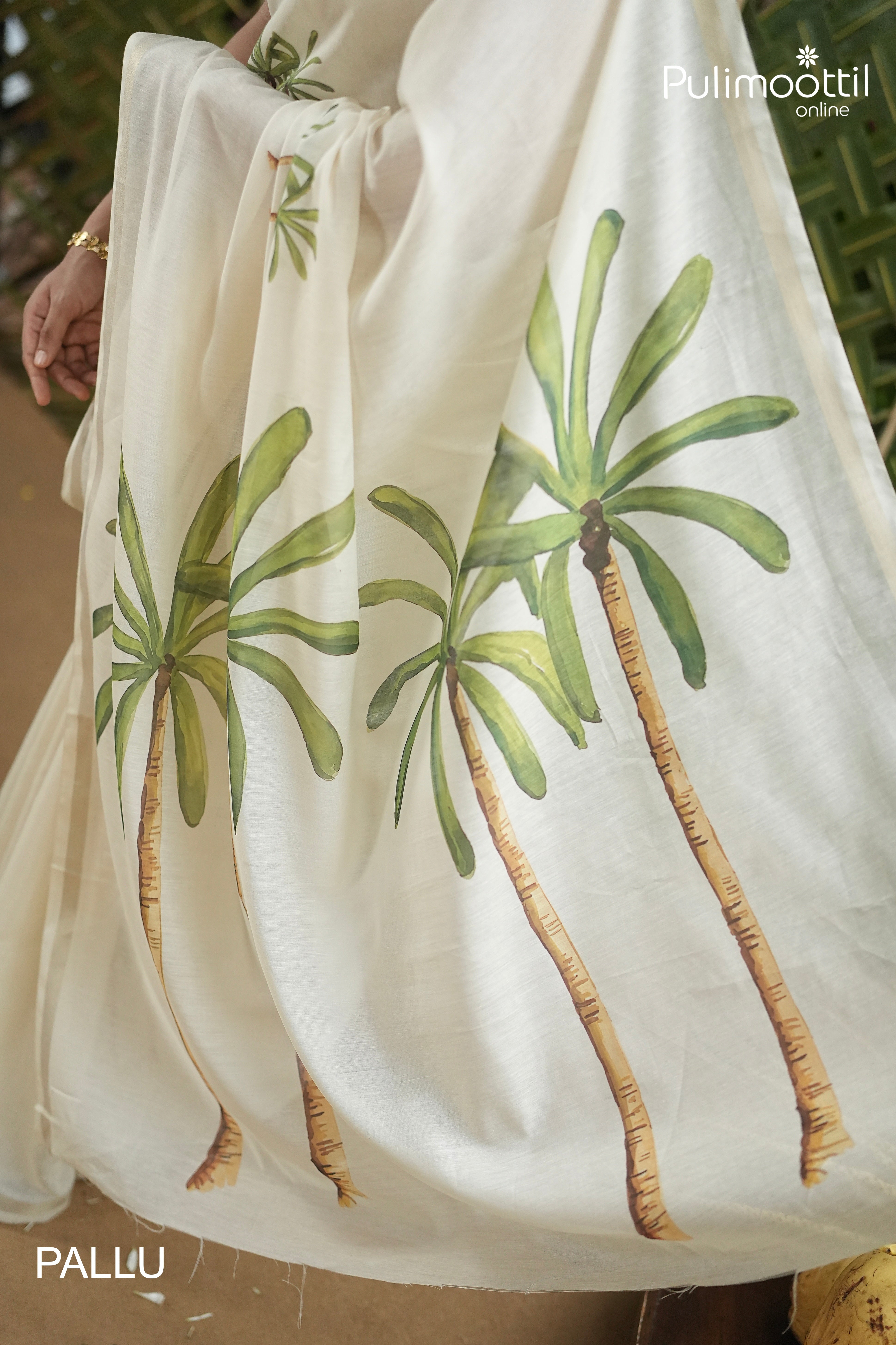 Ivory Colour Semi Chanderi Traditional Saree