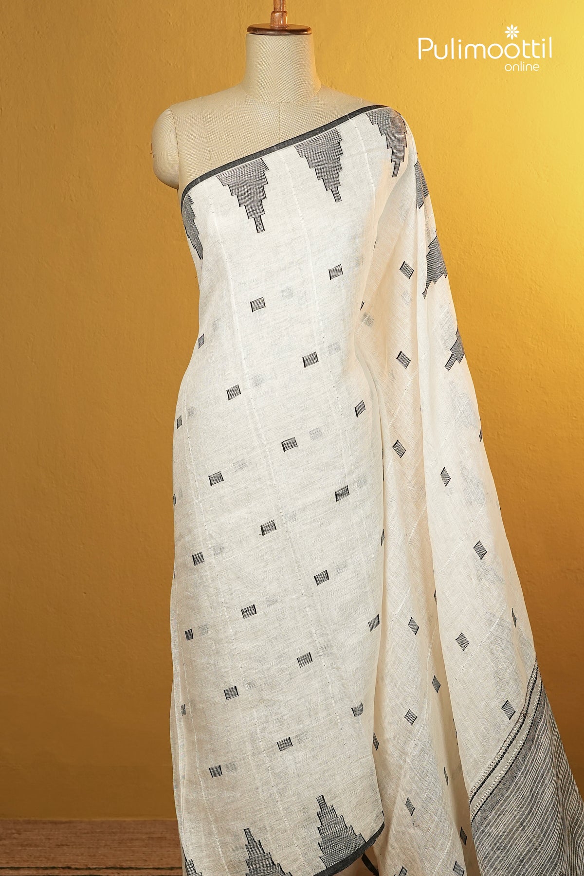 White Colour Linen Saree